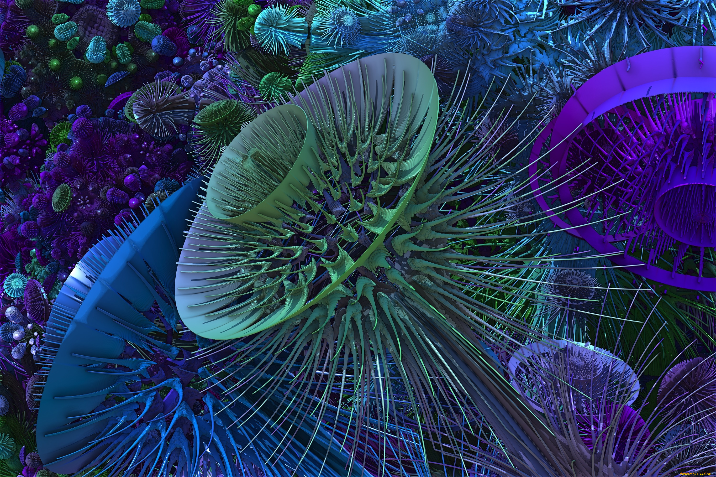 3д, графика, fractal, фракталы, фон, цвет, узор