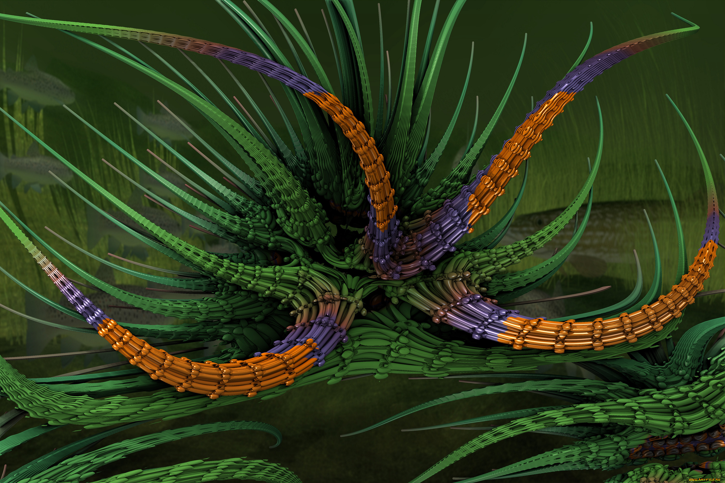 3д, графика, fractal, фракталы, узор, фон, цвет