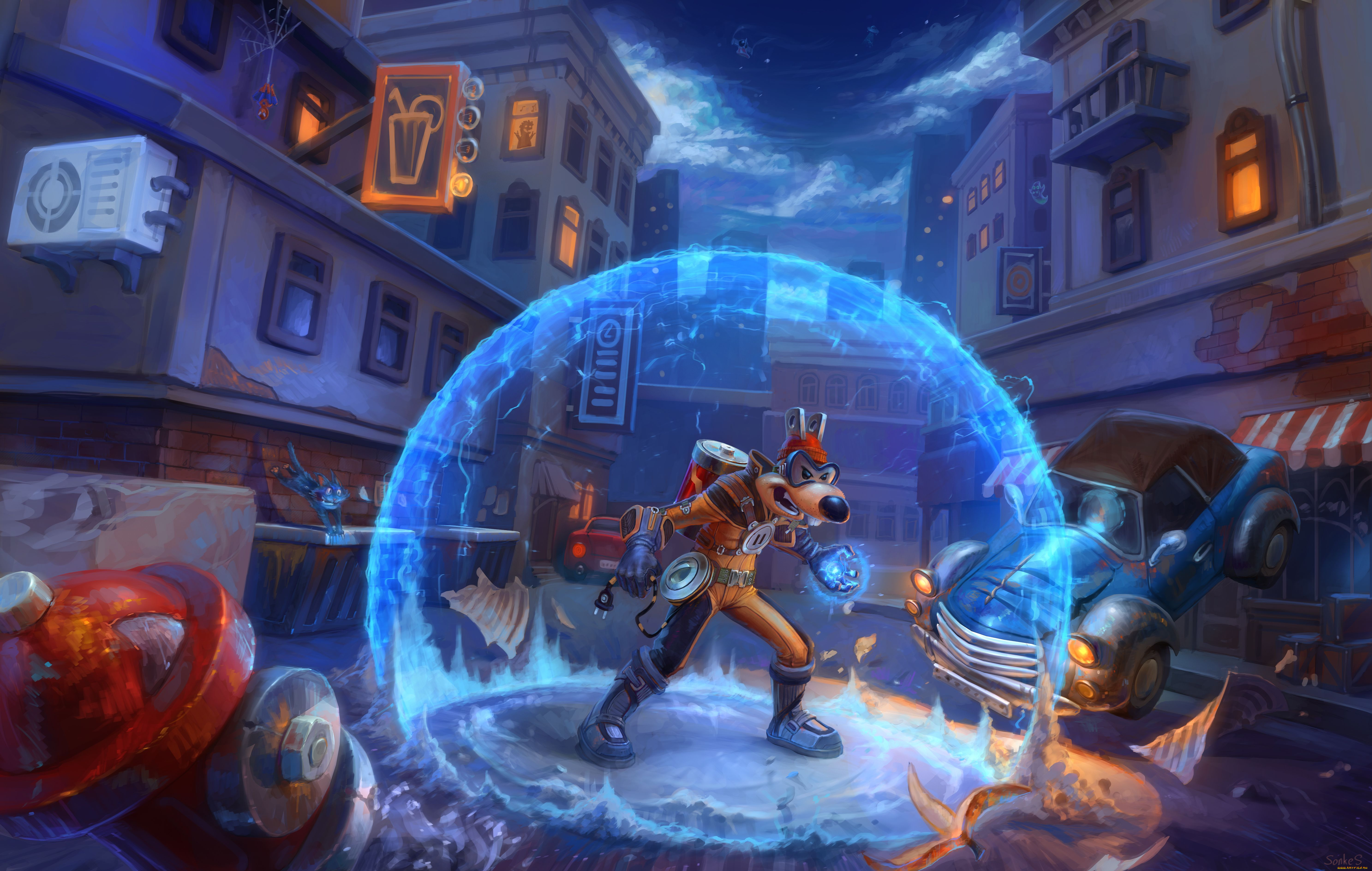 darkwing, duck, мультфильмы, арт, megavolt, real-sonkes