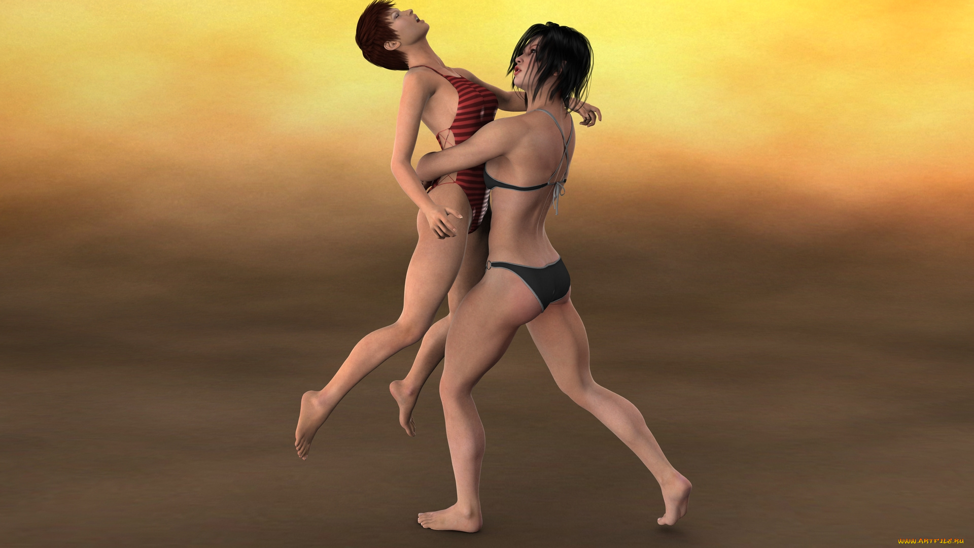3д, графика, люди, , people, девушки, борьба