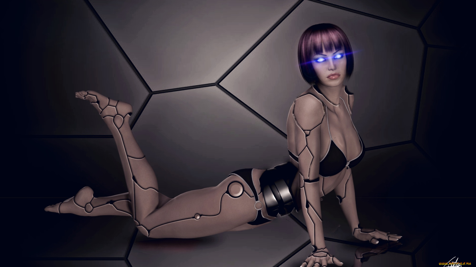 3д, графика, _science, fiction, девушка, взгляд, киборг