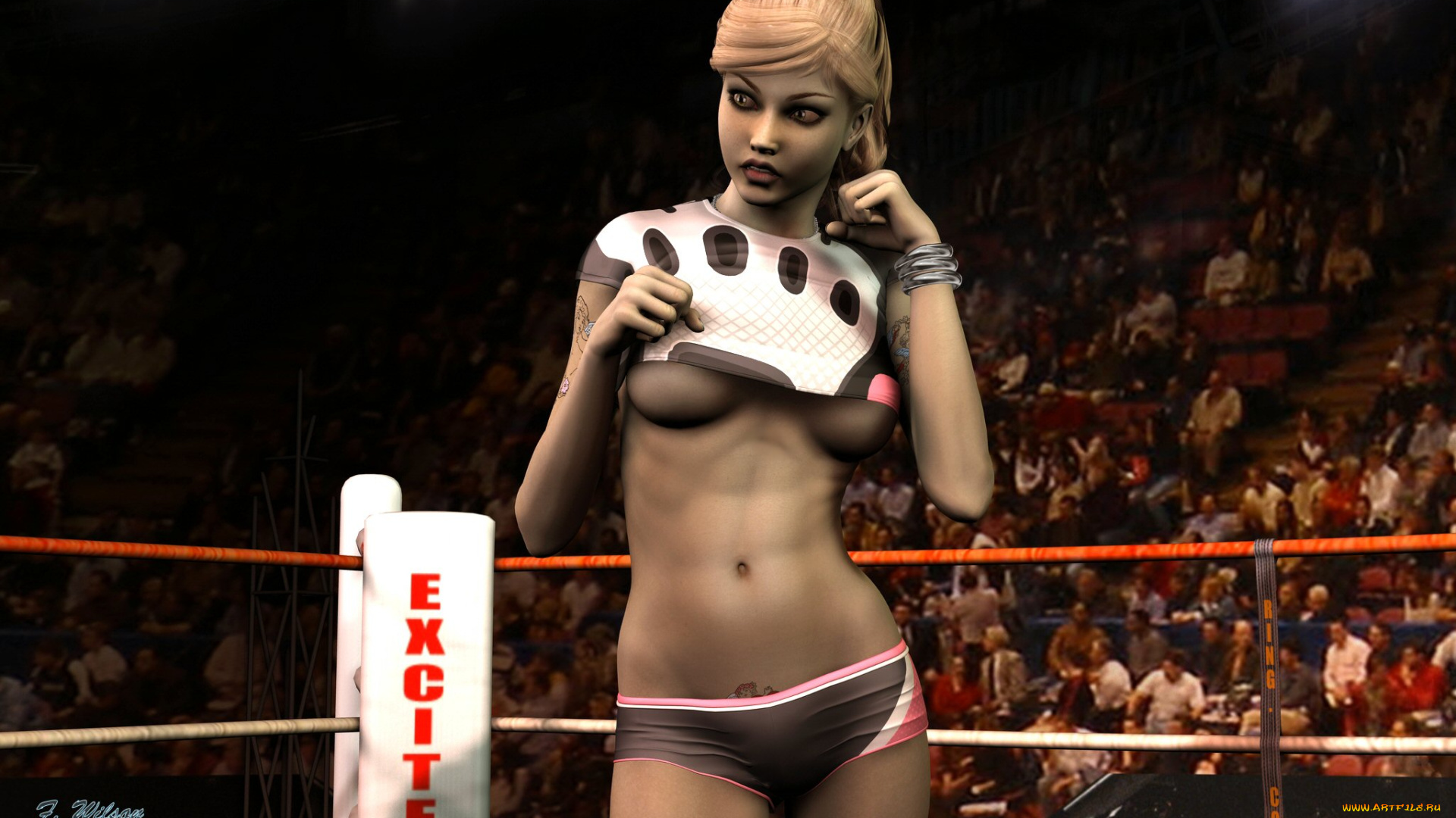 3д, графика, люди, , people, ринг, фон, взгляд, девушка