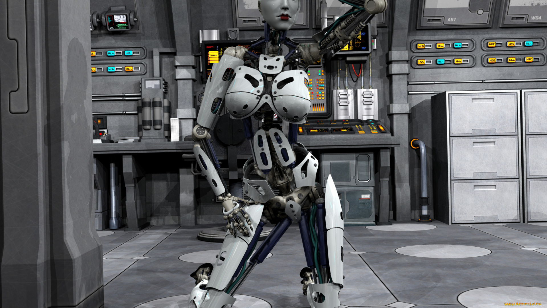 3д, графика, _science, fiction, робот