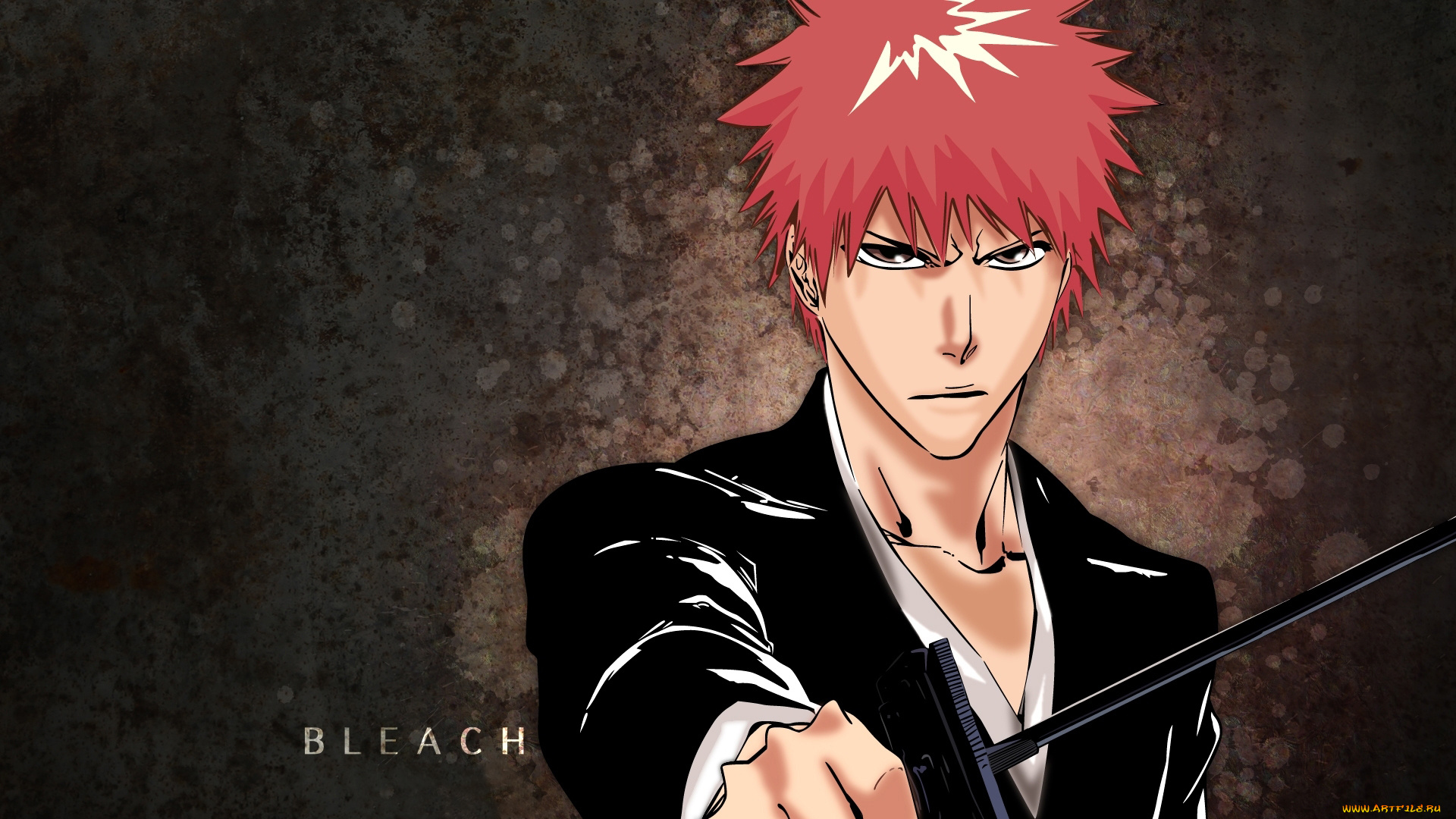 аниме, bleach, art, ichigo, kurosaki, shinigami, парень, блондин, меч