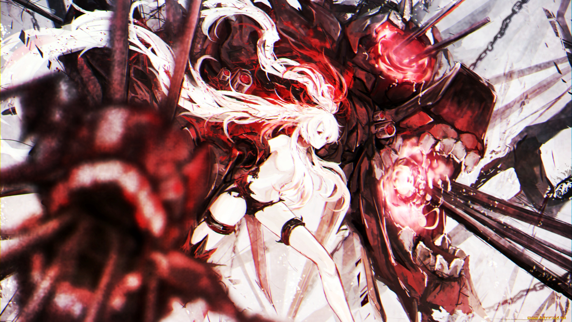 аниме, kantai, collection, девушка, арт, marumoru, монстр, оружие