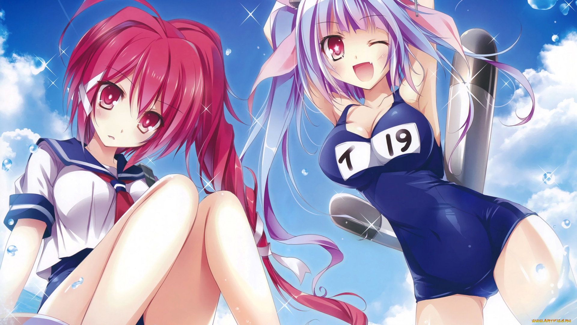 аниме, kantai, collection, kantai, collection, i-168, kancolle, i-19, karory, арт, девушки