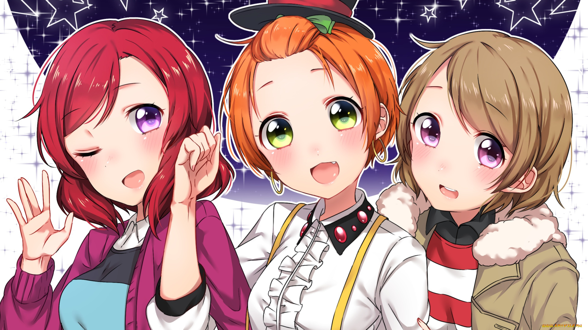 аниме, love, live, , school, idol, project, love, live, school, idol, project, девочки, арт, shio1205, umeno, nishikino, maki, koizumi, hanayo, hoshizora, rin