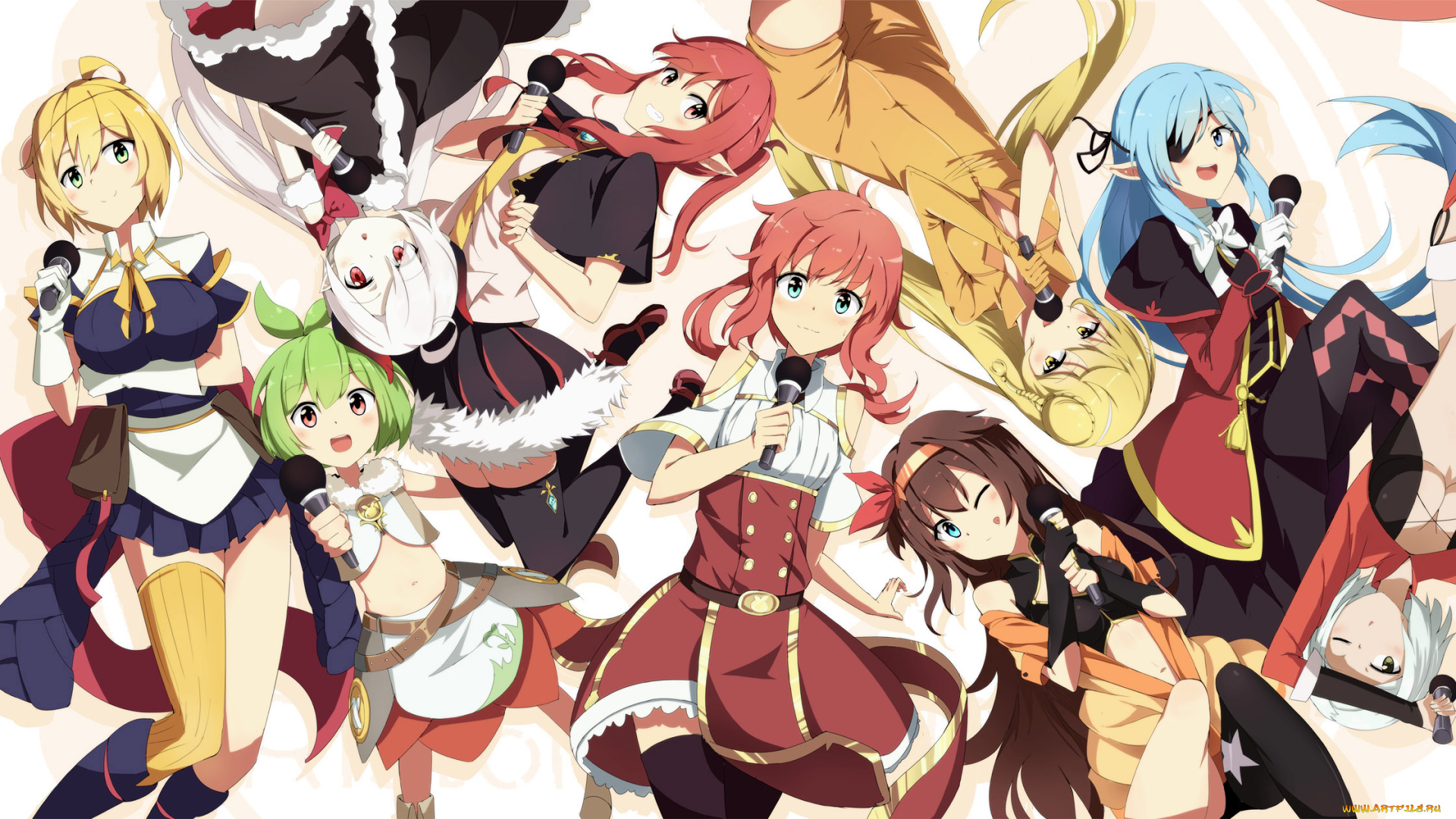 аниме, pixiv, fantasia, pixiv, fantasia, tomato, lsj44867, арт, микрофоны, девушки