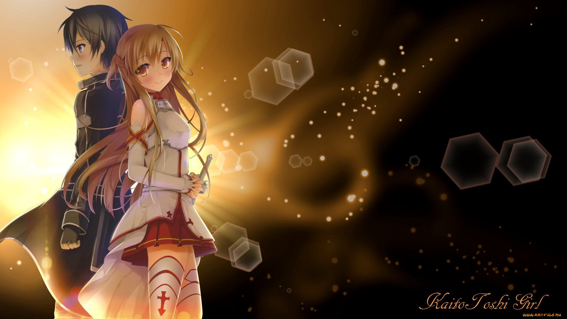 аниме, sword, art, online, пара, блики, аватары, игроки, арт, yuuki, asuna, kirigaya, kazuto, sword, art, online, девушка, парень, асуна, кирито