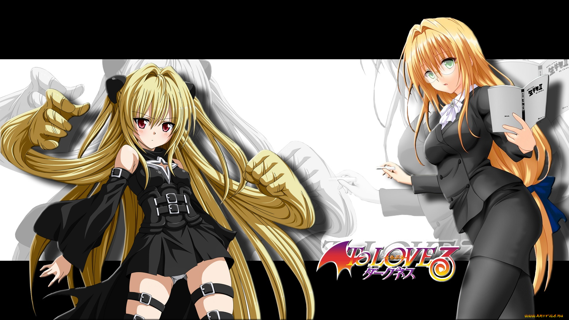 аниме, to, love, ru, фон, взгляд, девушки, книга