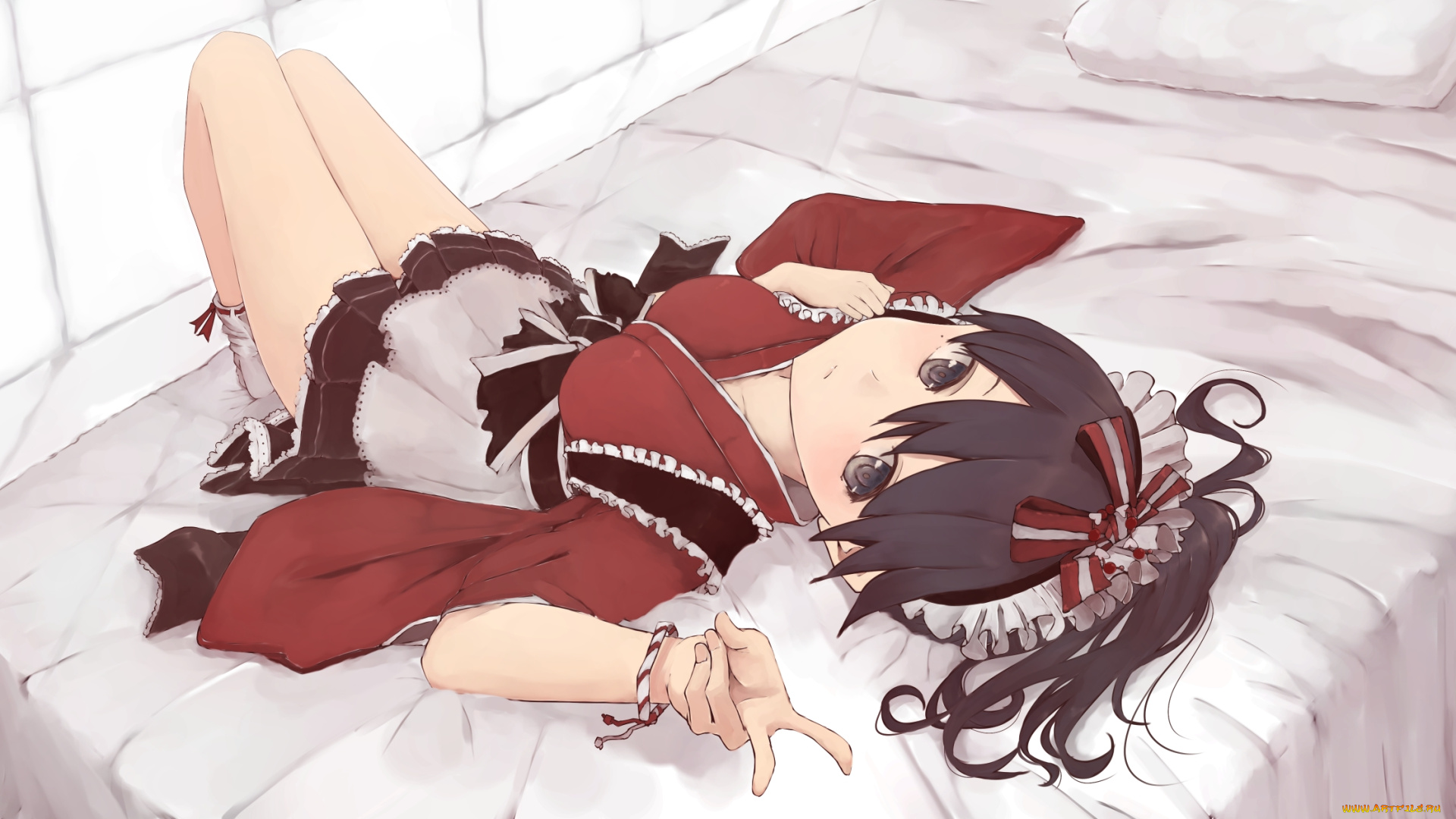 аниме, unknown, , другое, лежит, взгляд, девушка, 31, pacers, арт, кровать