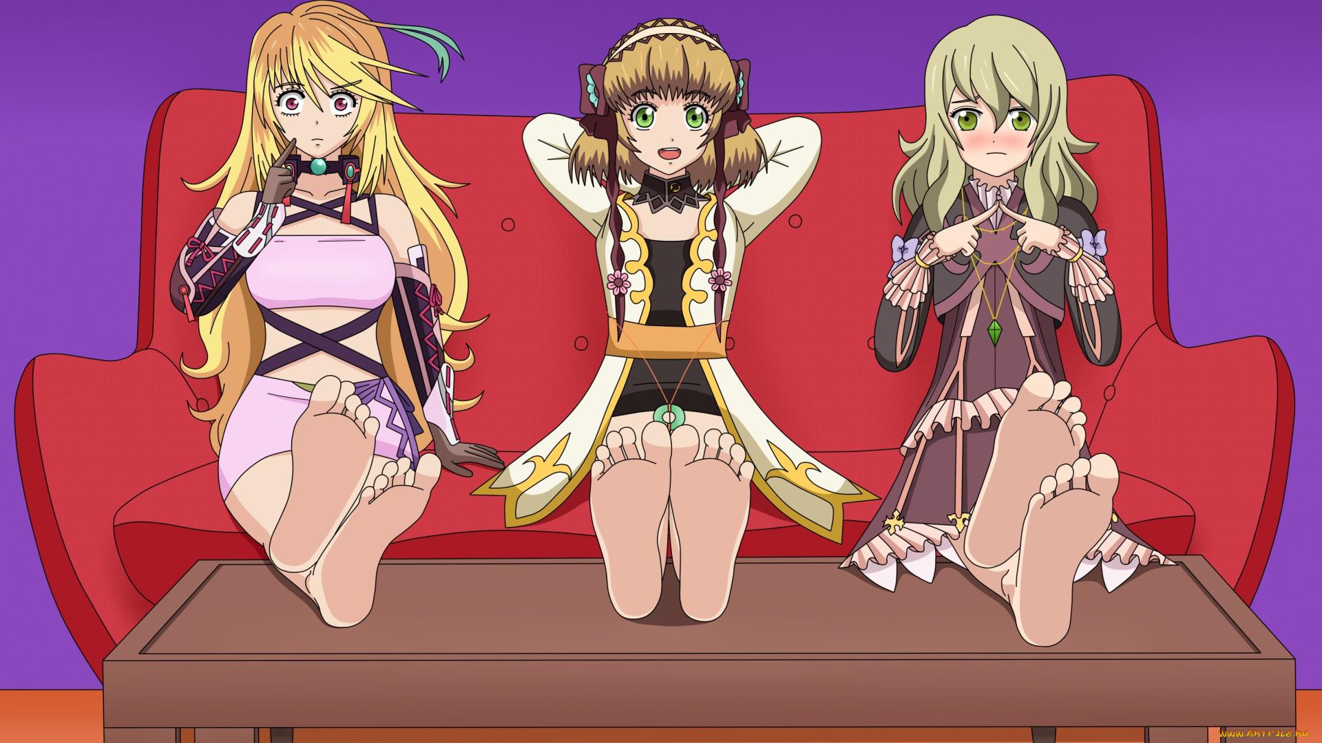 аниме, unknown, , другое, стол, диван, фон, взгляд, девушки