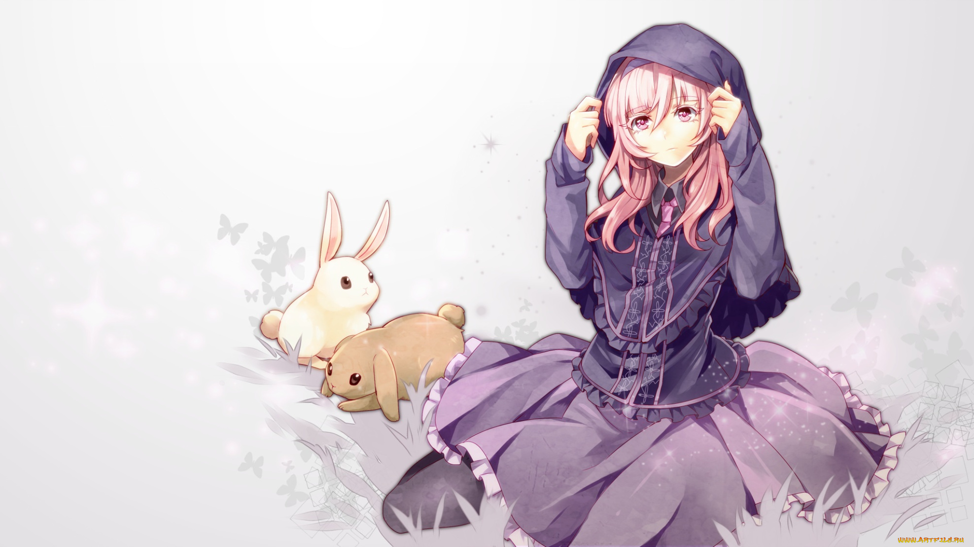 аниме, utau, gahata, mage, toudou, charo, арт, кролики, девушка