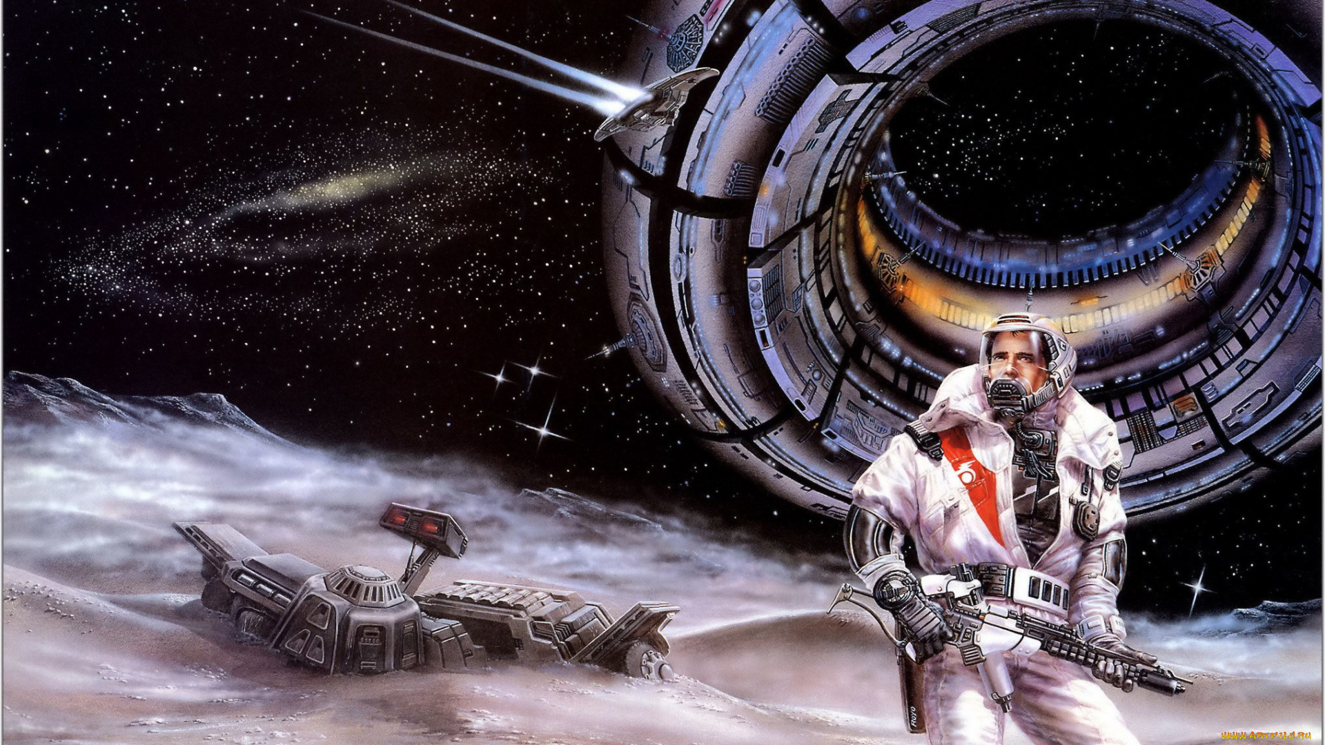 фэнтези, _luis, royo, космос, станция, космическая, бластер, мужчина, планета, космонавт, зонд, крушение, voice, of, the, whirlwind, luis, royo, 1992, women, звезды, station, space