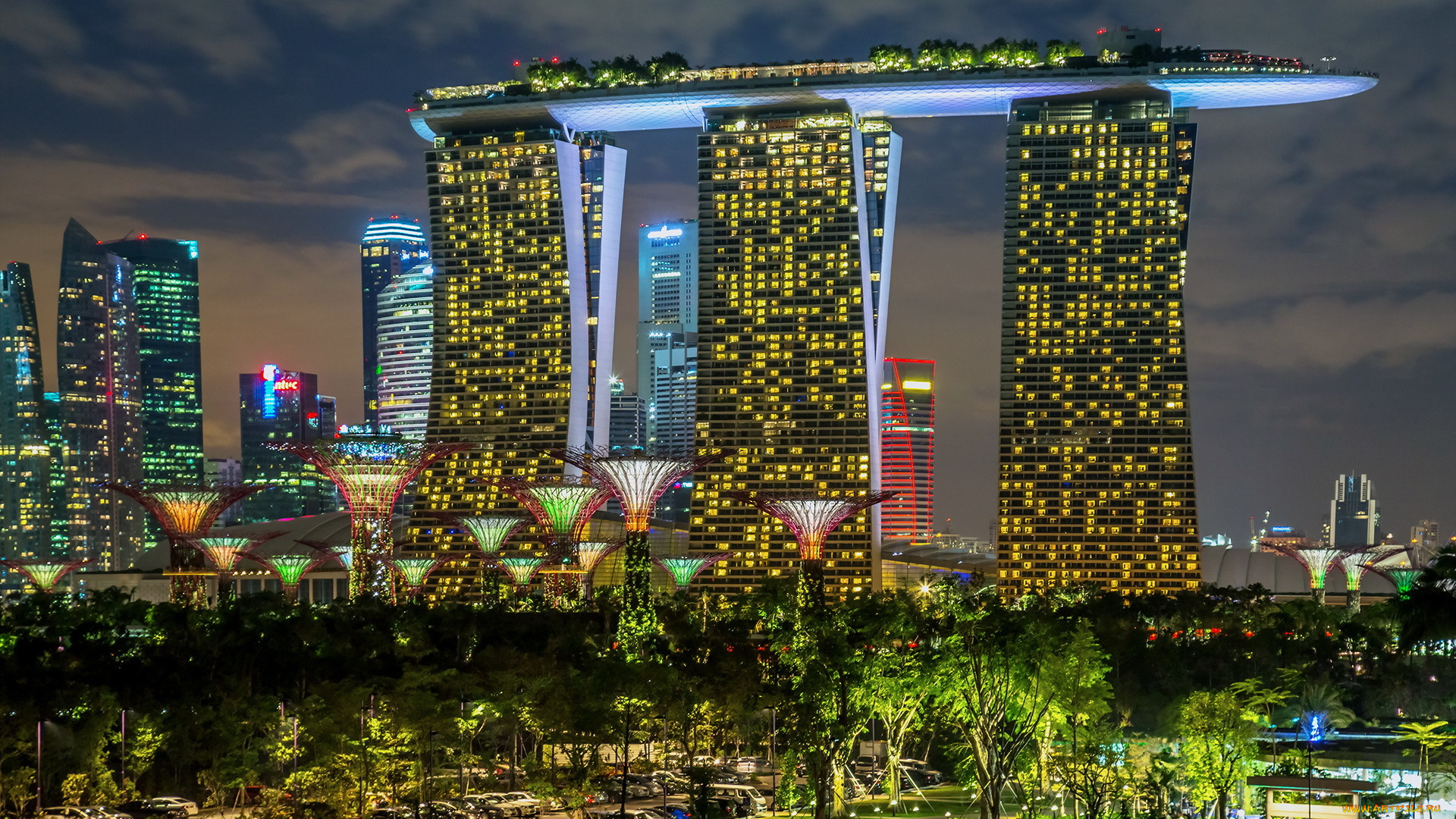 города, сингапур, , сингапур, garden, and, the, sand, singapore
