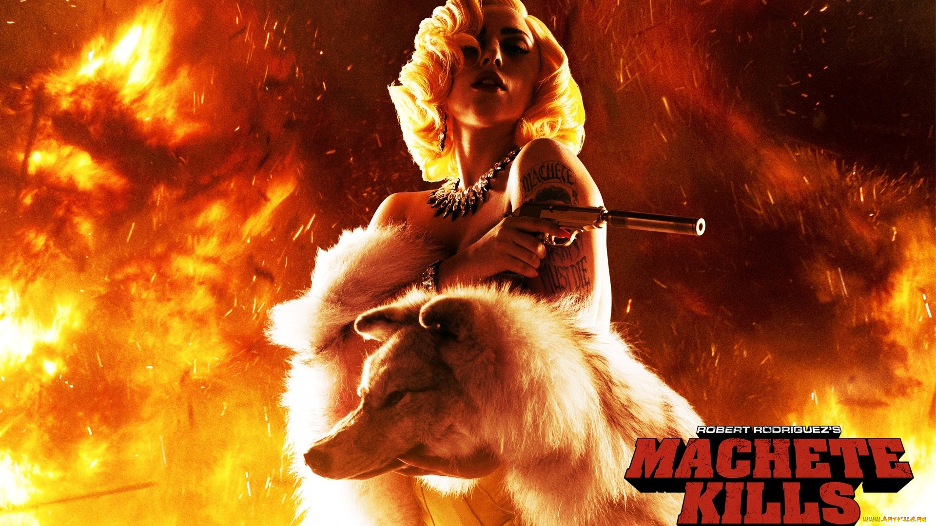 machete, kills, кино, фильмы, глушитель, волк, пистолет, lady, gaga, мачете, убивает