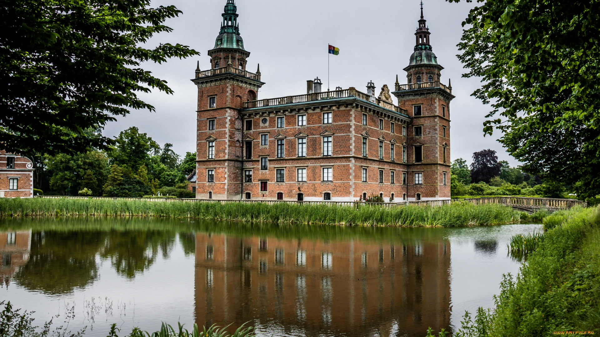 marsvinsholms, castle, города, замки, швеции, пруд, парк, замок