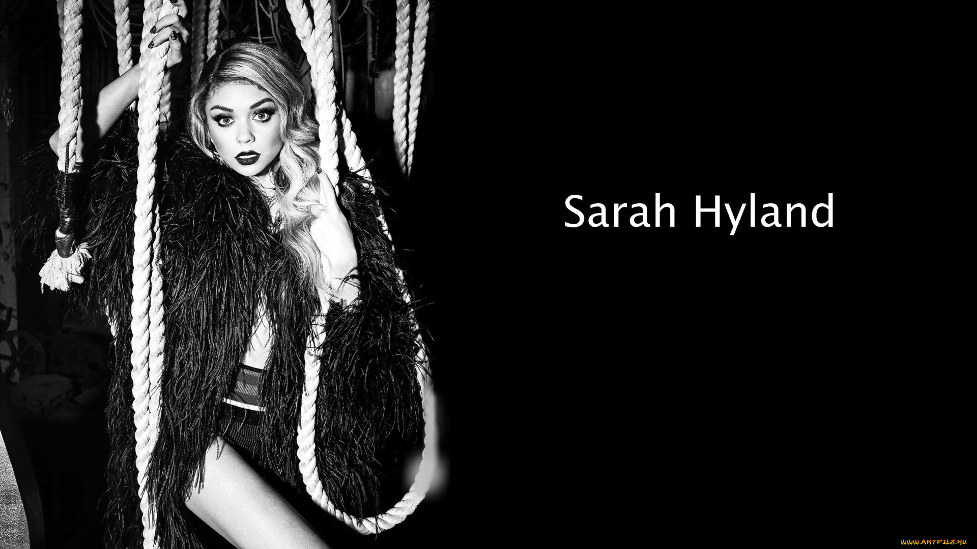 sarah, hyland, девушки, перья, актриса, блондинка, сара, хайлэнд, веревки