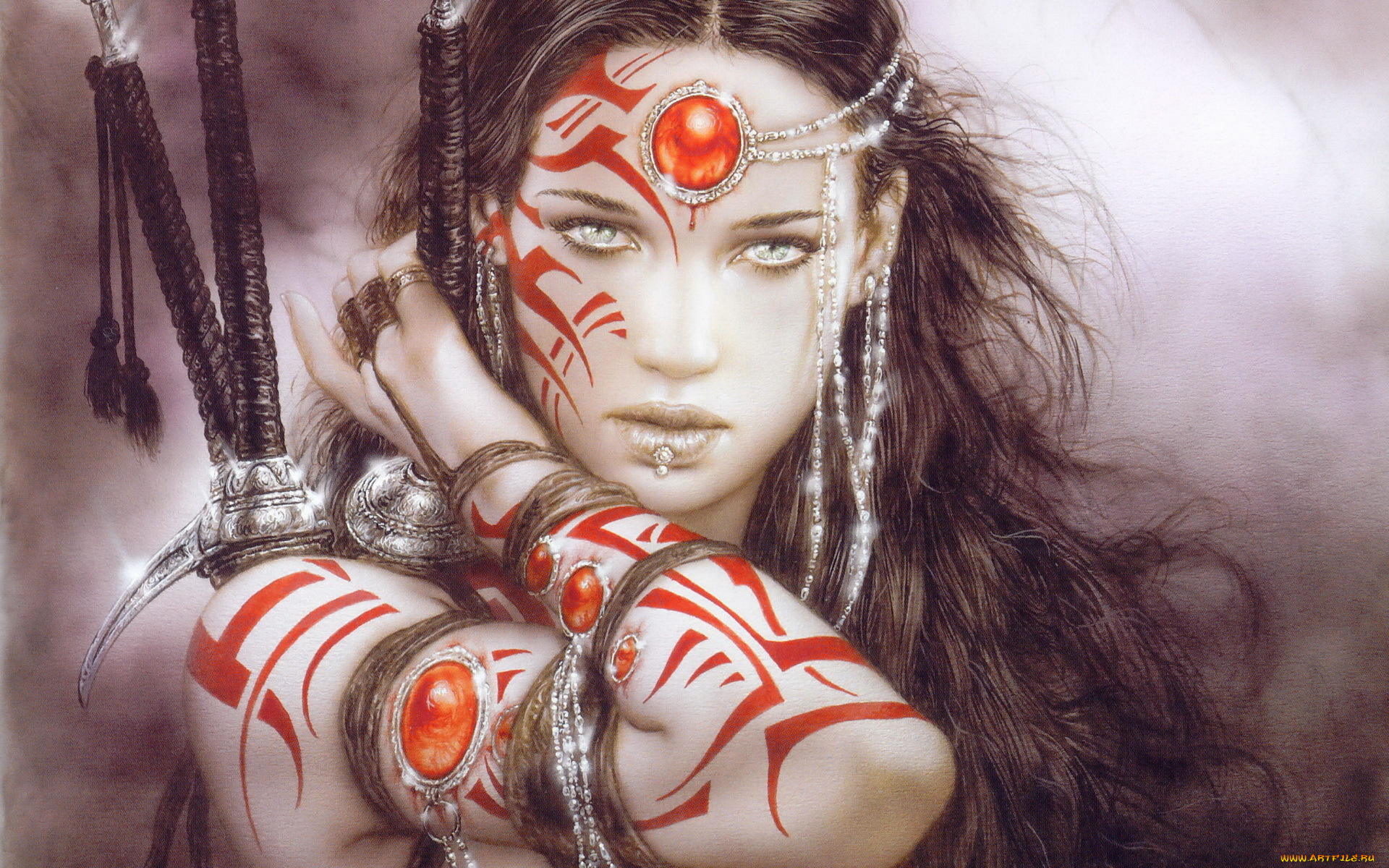 фэнтези, _luis, royo, jewels, luis, royo, piercing, girl