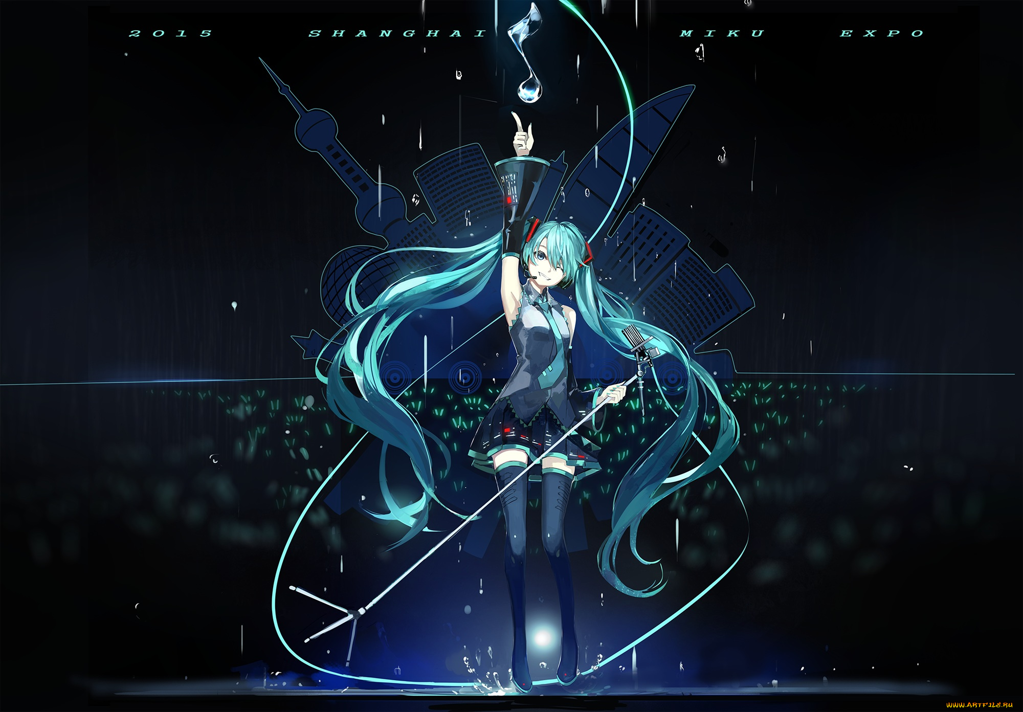 аниме, vocaloid, мелодия, арт, saberiii, hatsune, miku, девушка
