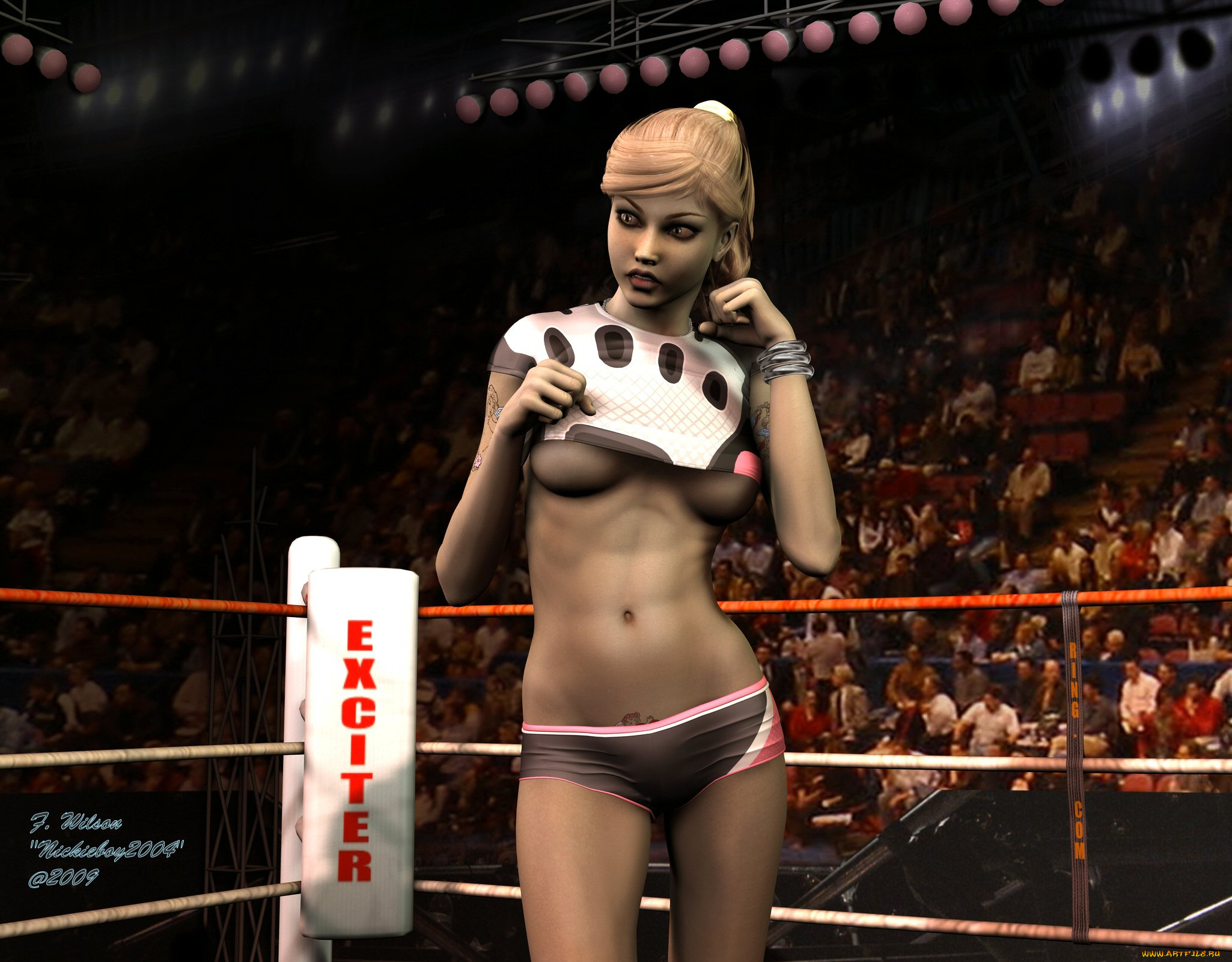 3д, графика, люди, , people, ринг, фон, взгляд, девушка