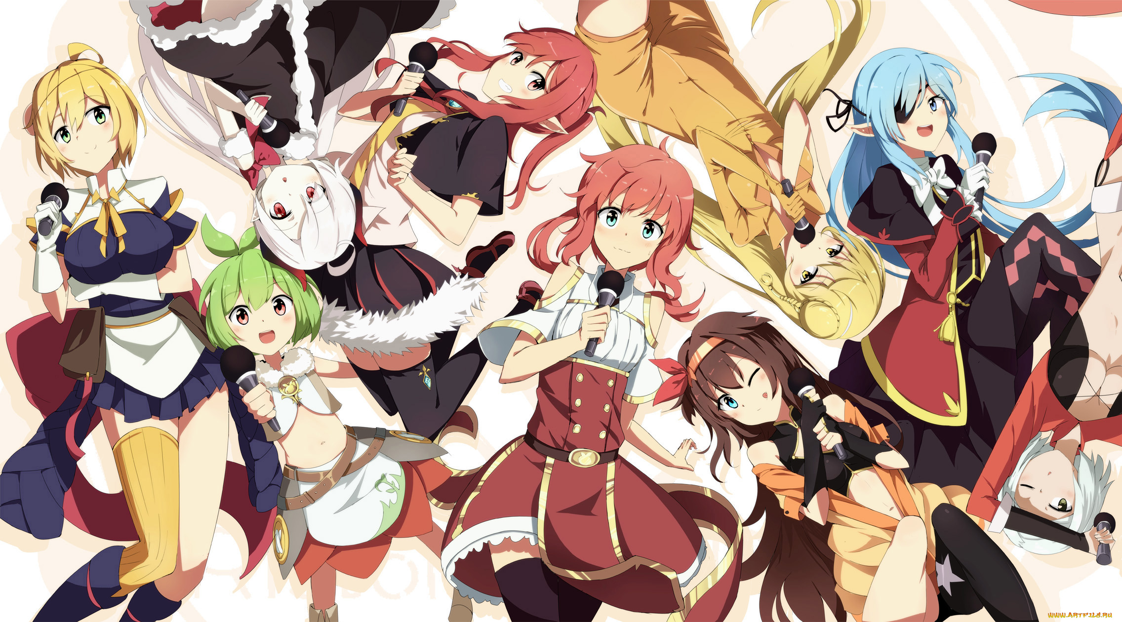 аниме, pixiv, fantasia, pixiv, fantasia, tomato, lsj44867, арт, микрофоны, девушки