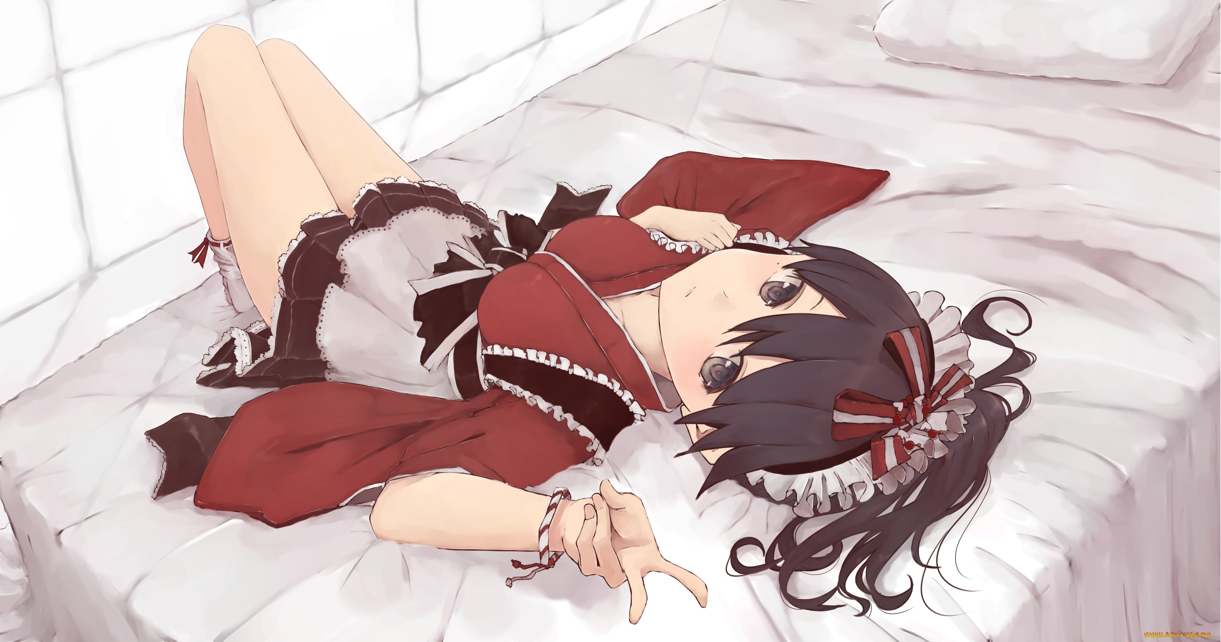 аниме, unknown, , другое, лежит, взгляд, девушка, 31, pacers, арт, кровать