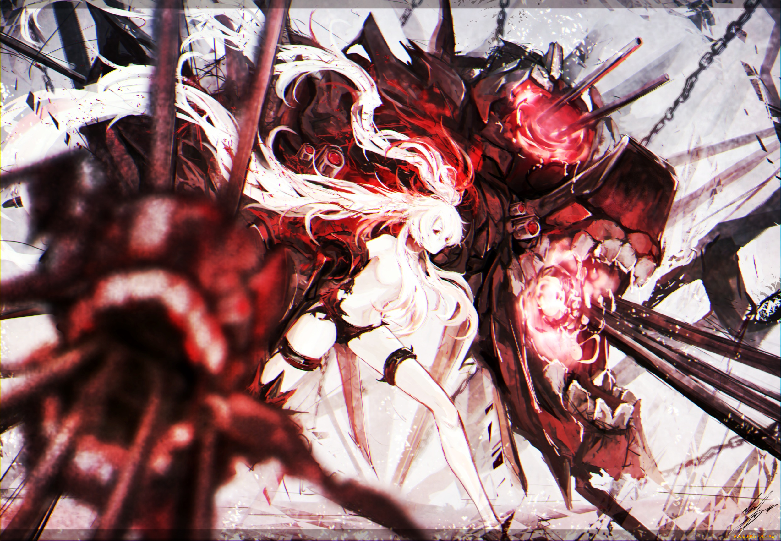 аниме, kantai, collection, девушка, арт, marumoru, монстр, оружие