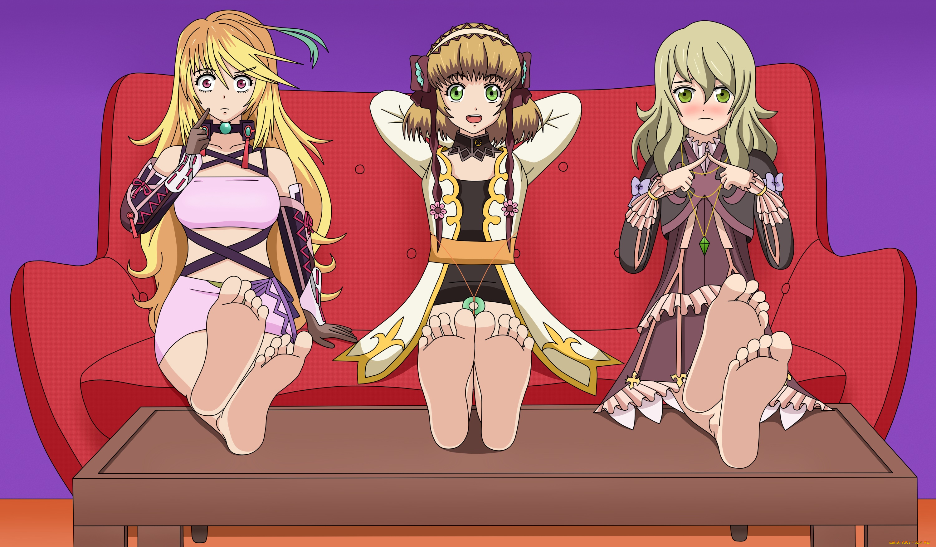 аниме, unknown, , другое, стол, диван, фон, взгляд, девушки