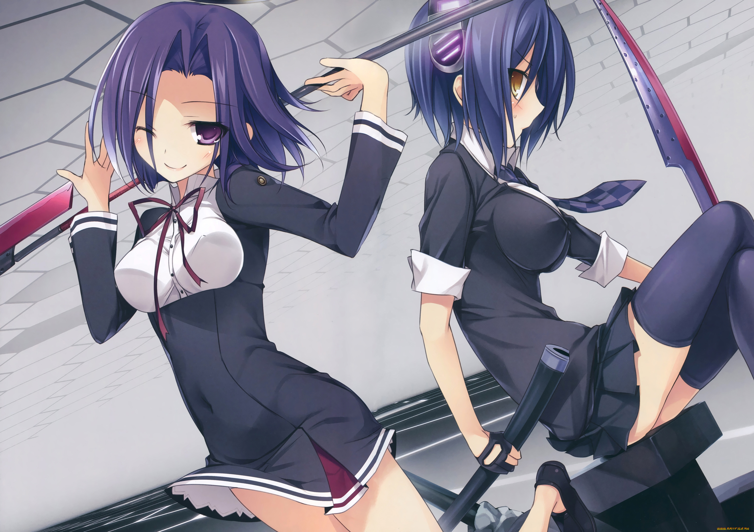 аниме, kantai, collection, kantai, collection, tatsuta, kancolle, tenryuu, арт, девушки, оружие, karory