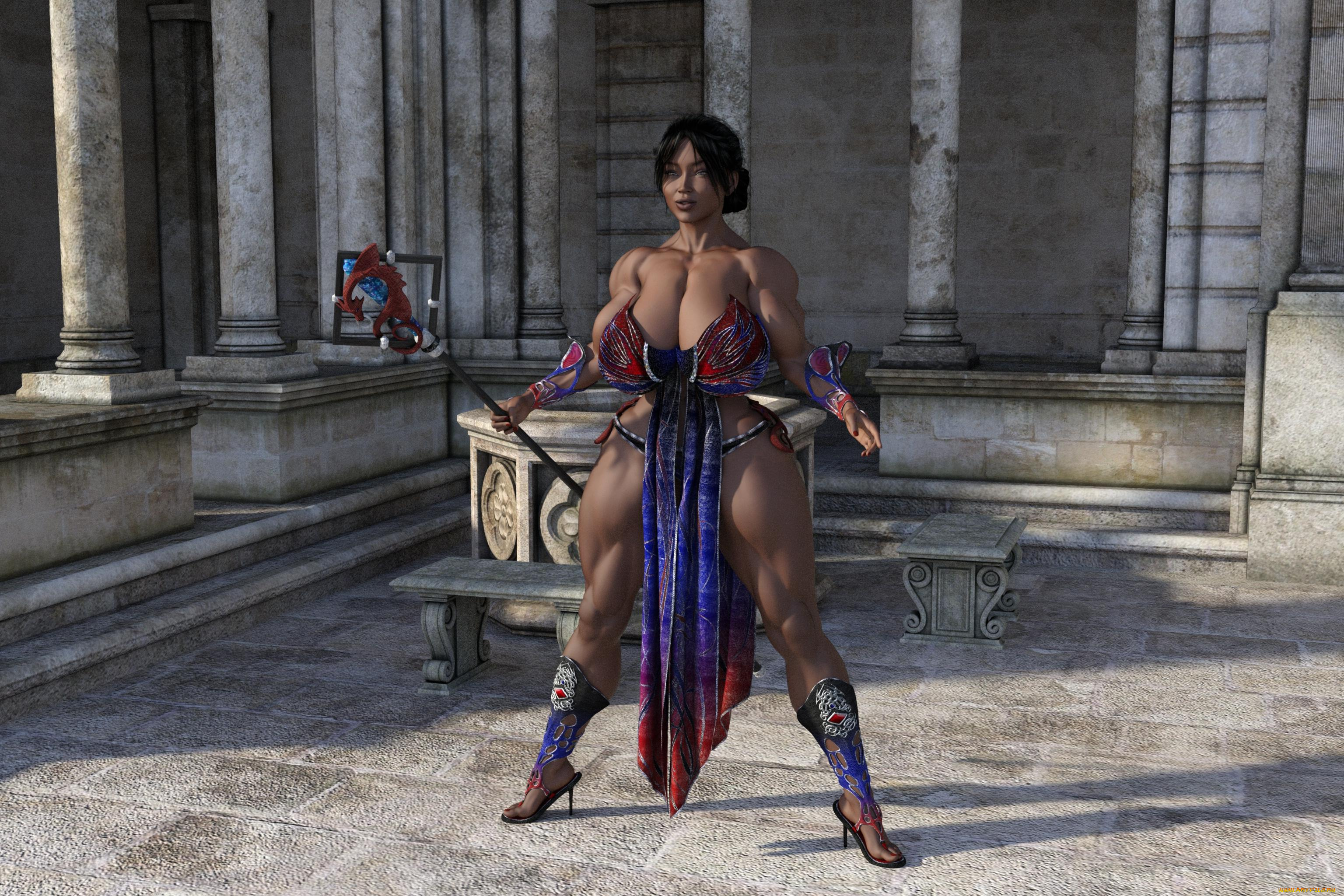 3д, графика, фантазия, , fantasy, оружие, фон, взгляд, девушка