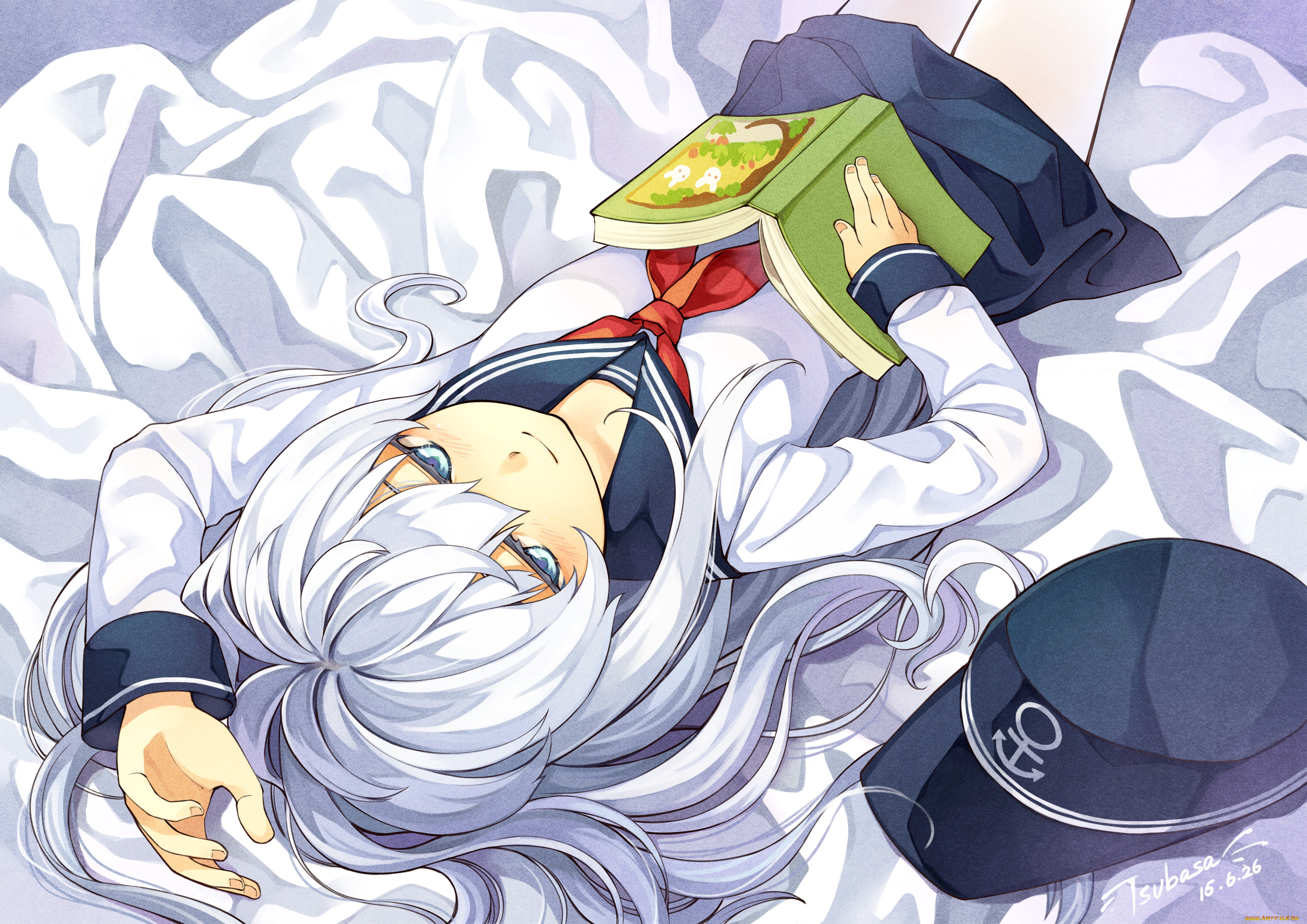 аниме, kantai, collection, девушка, арт, tsubasa, книга, kancolle, hibiki, kantai, collection