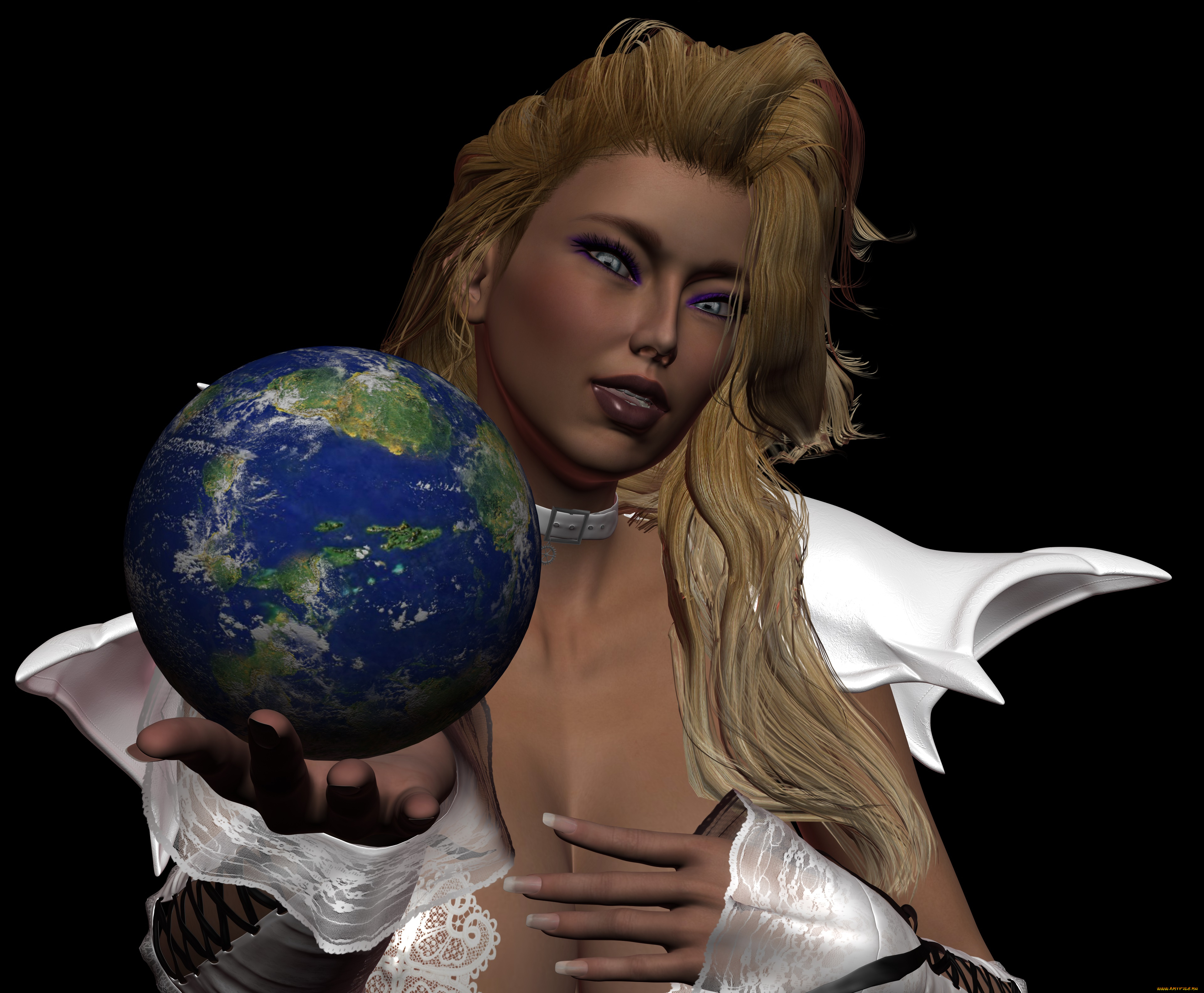 3д, графика, люди, , people, фон, девушка, взгляд, глобус