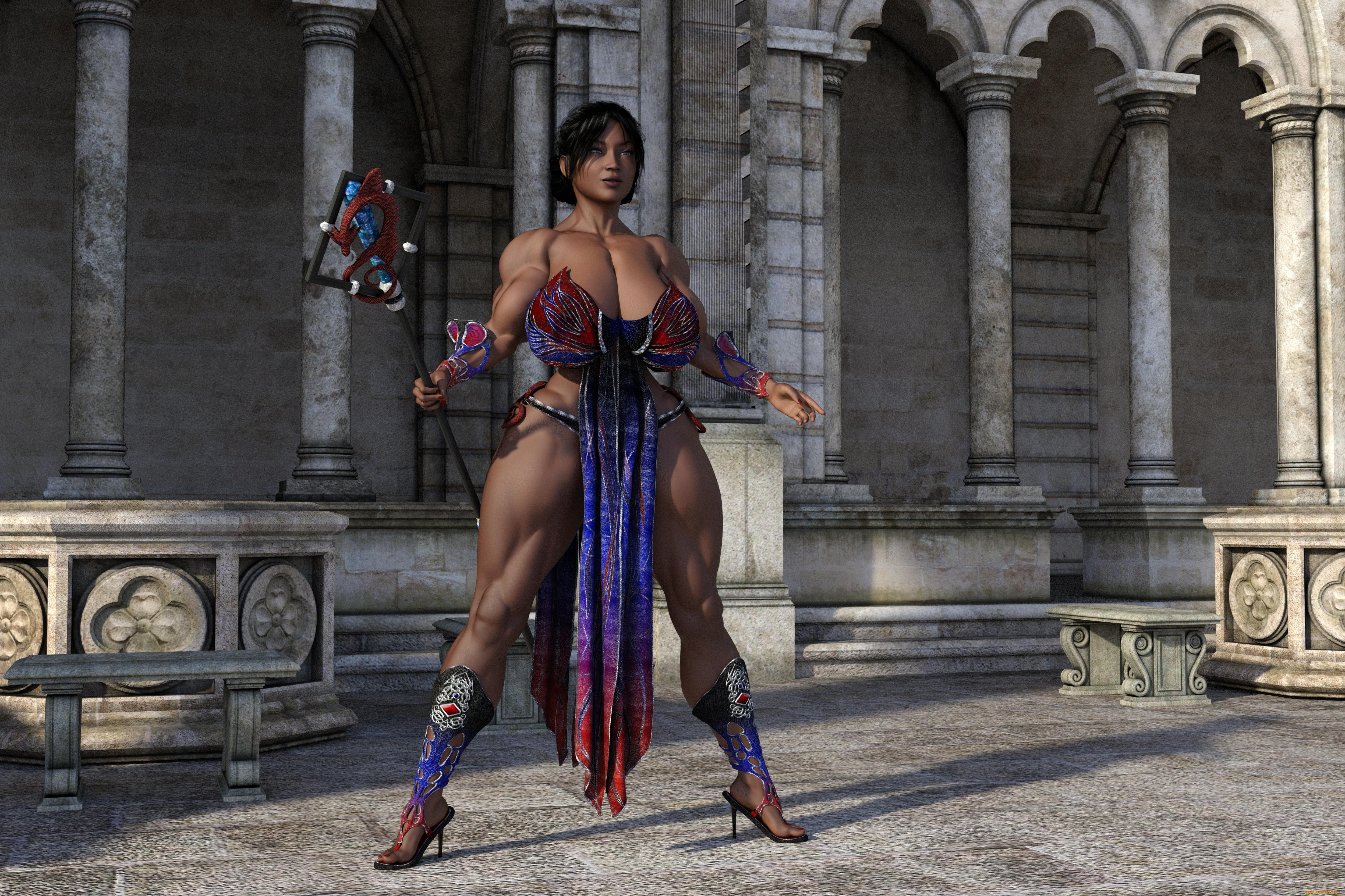 3д, графика, фантазия, , fantasy, оружие, фон, взгляд, девушка