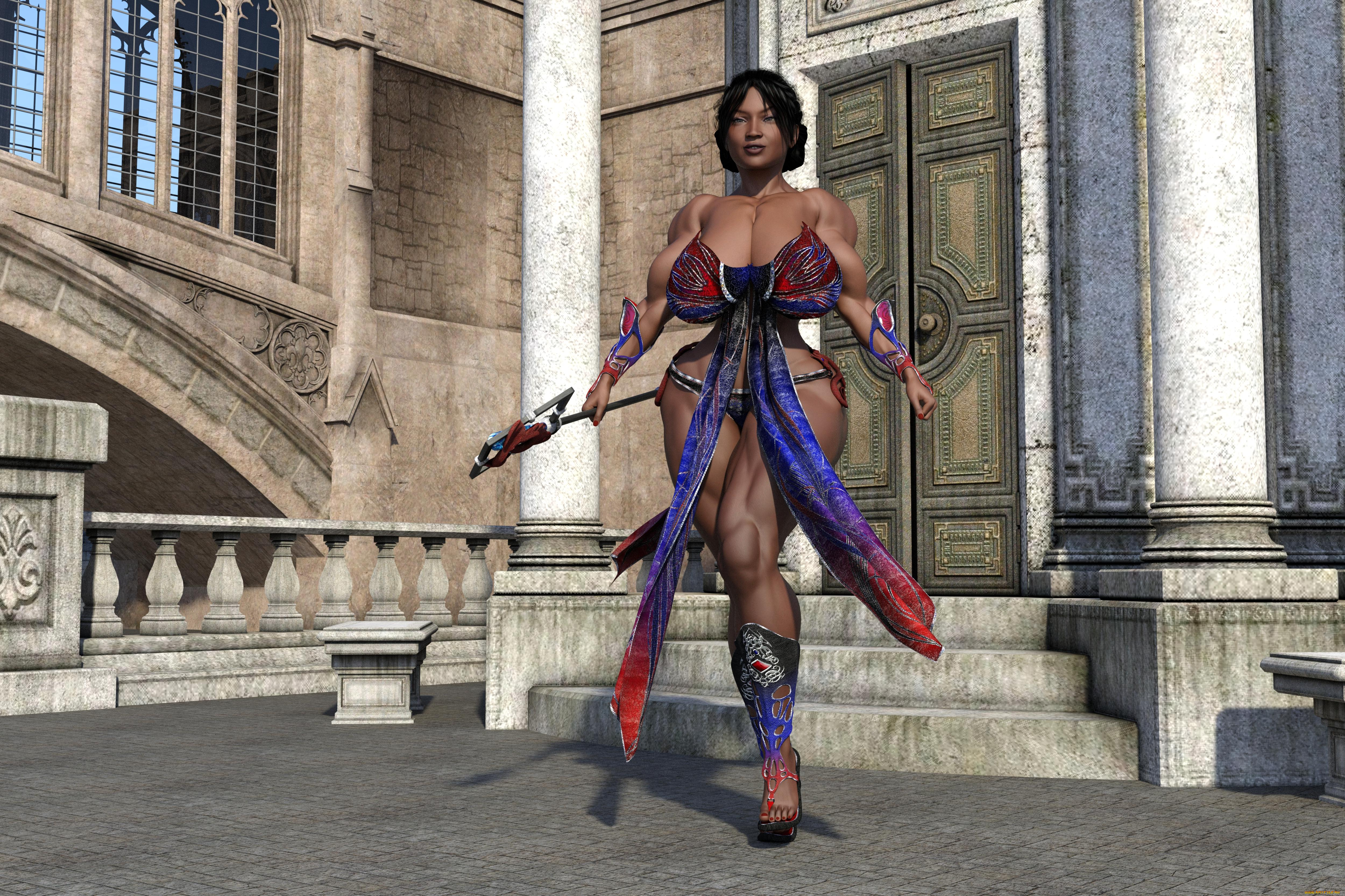 3д, графика, фантазия, , fantasy, оружие, фон, взгляд, девушка