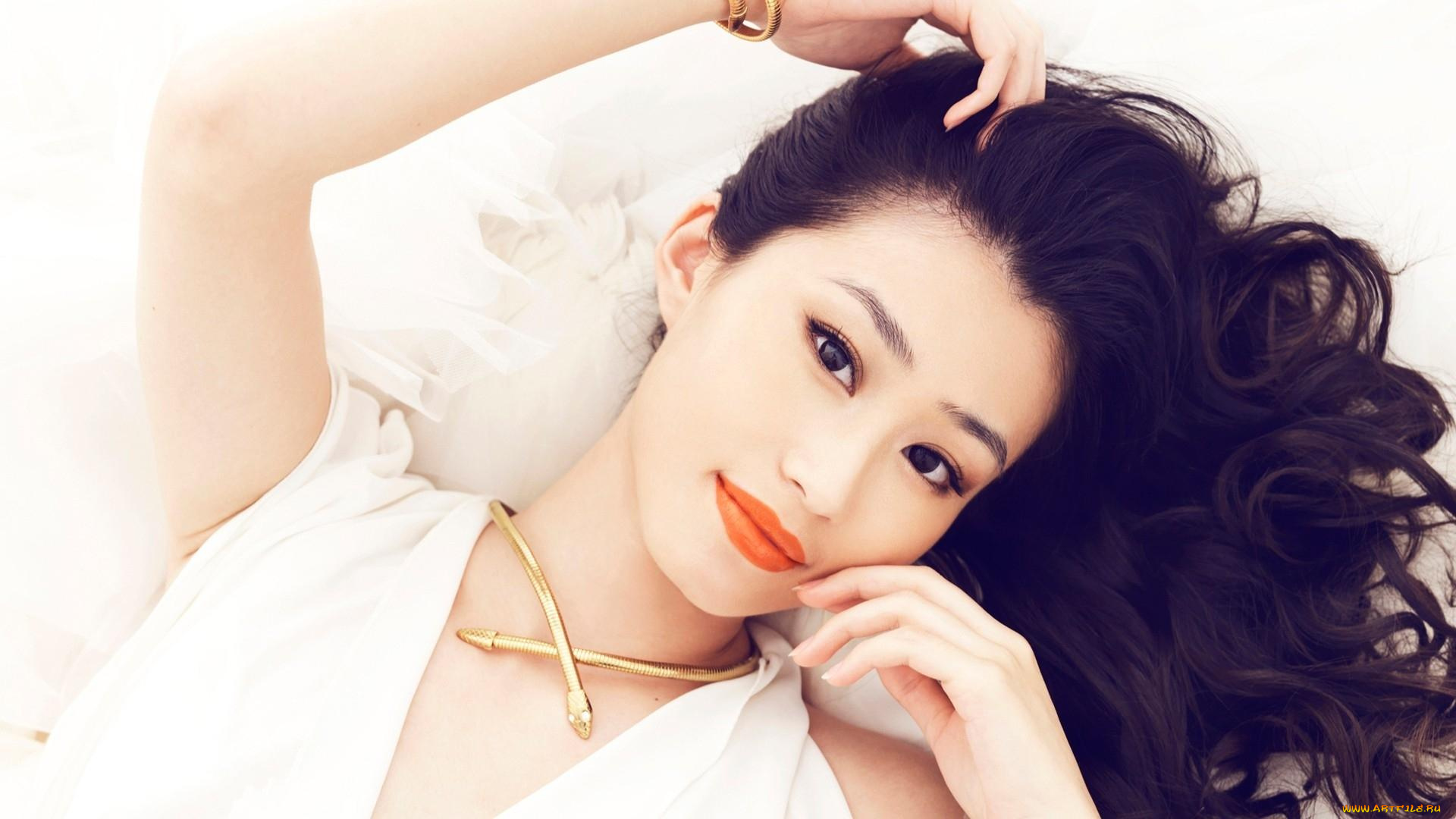 девушки, -unsort, , азиатки, ожерелье, улыбка, брюнетка, азиатка