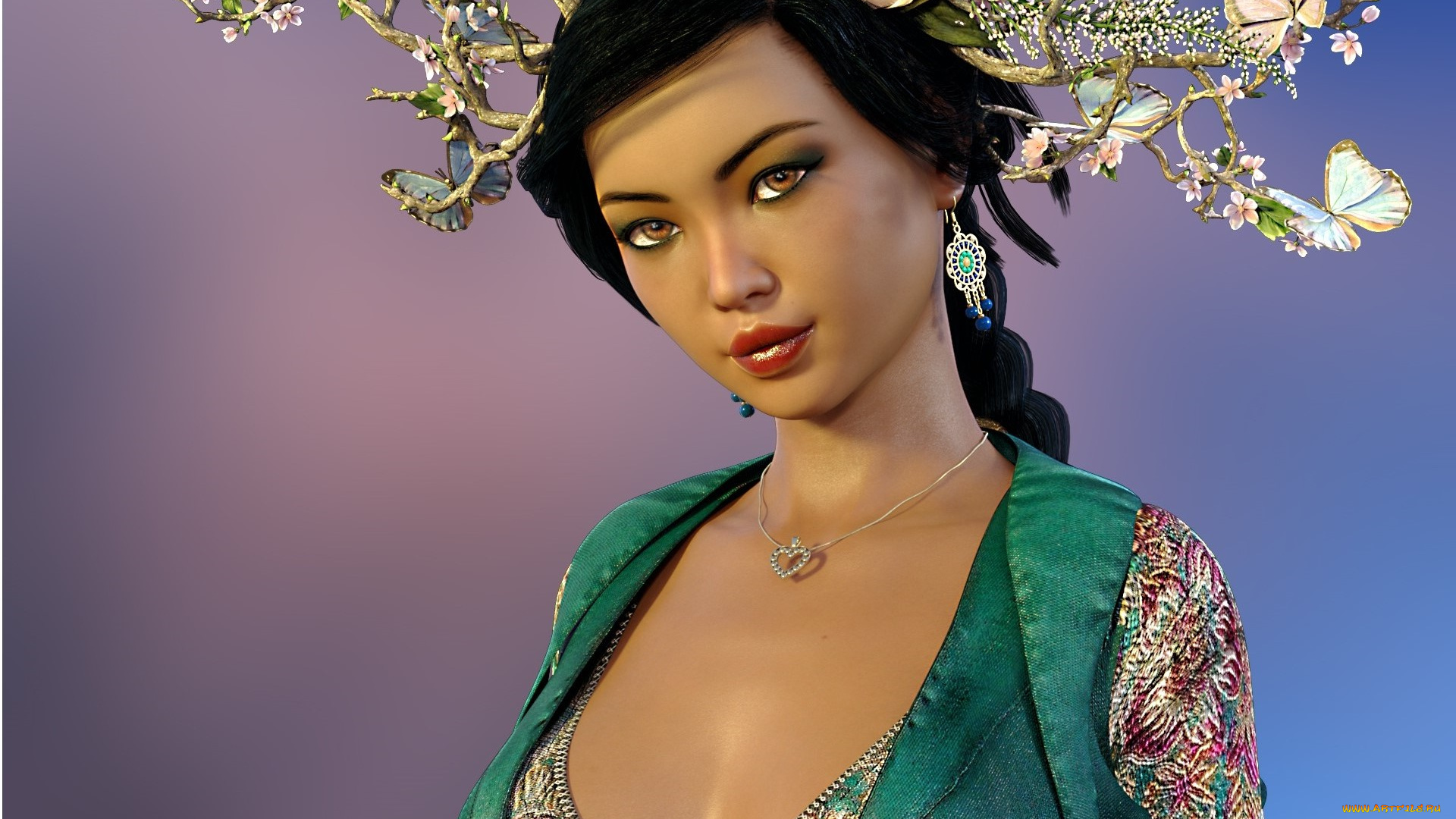 3д, графика, фантазия, , fantasy, девушка, взгляд, фон