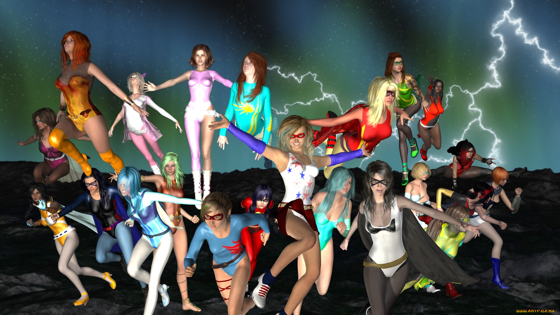 3д, графика, фантазия, , fantasy, взгляд, девушки, фон