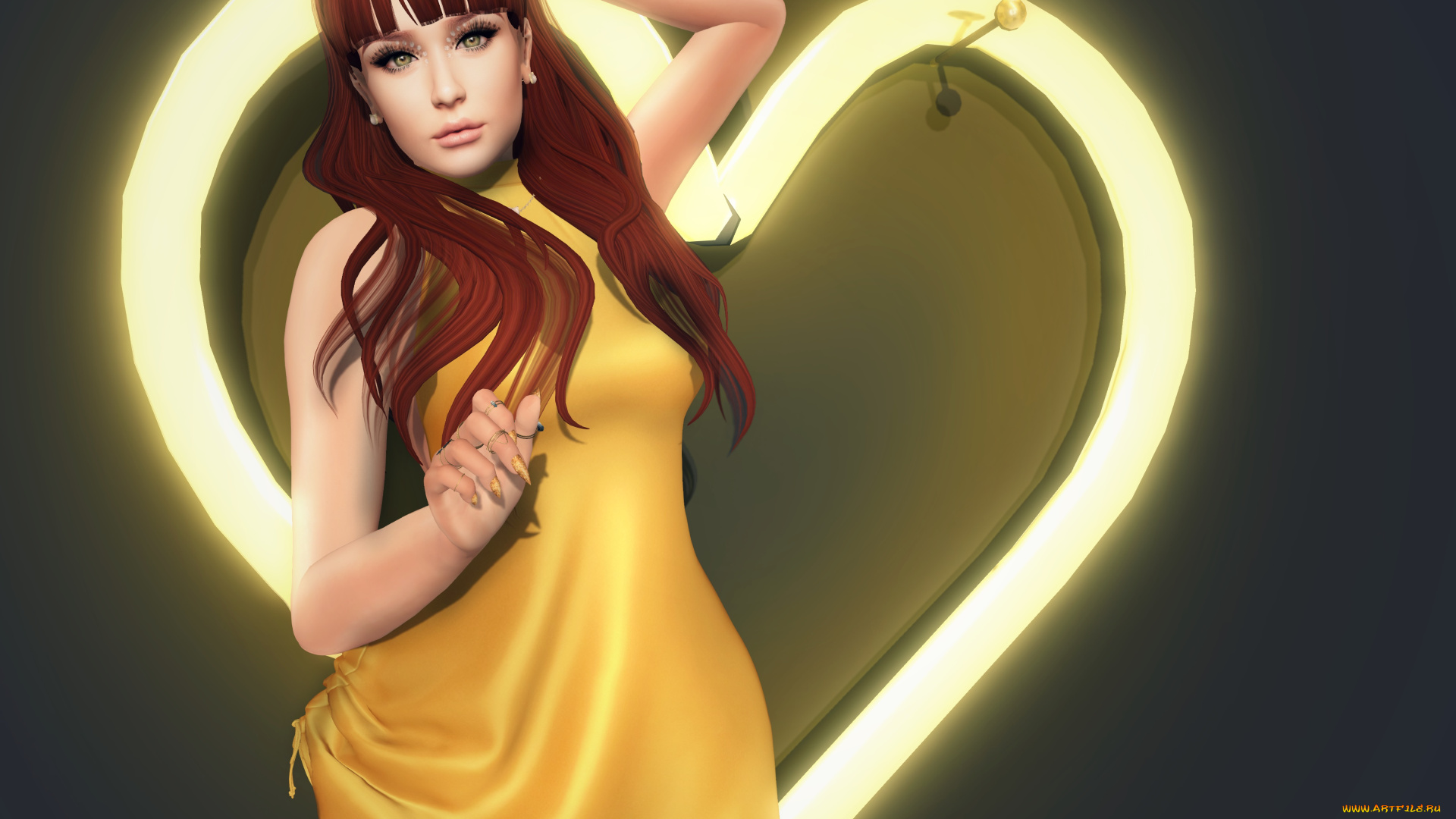 3д, графика, люди, , people, девушка, взгляд, фон