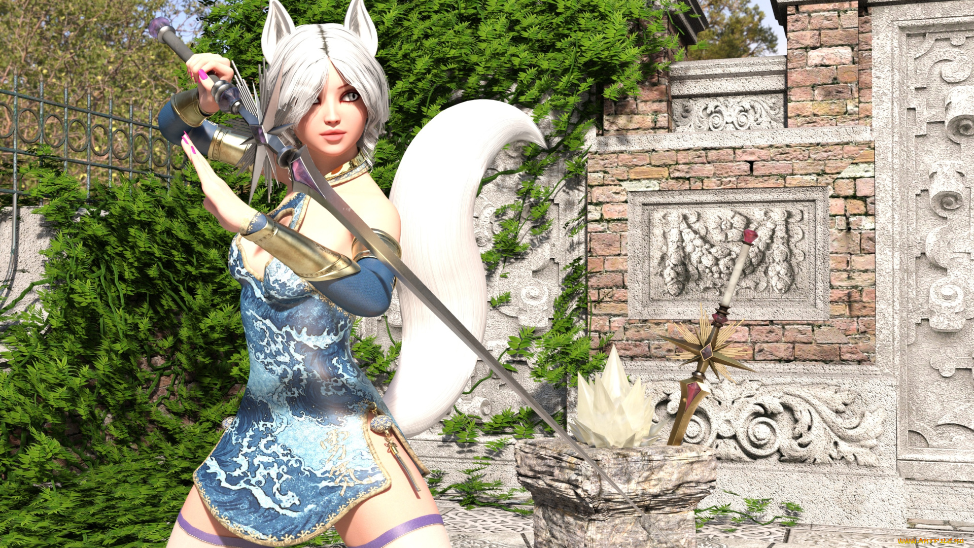 3д, графика, существа, , creatures, фон, взгляд, девушка