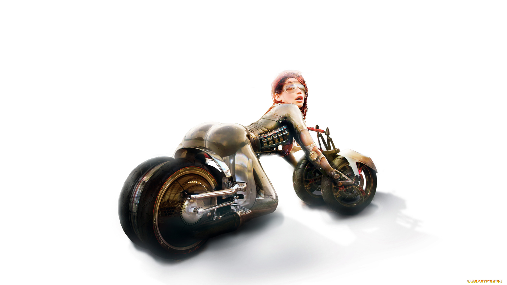 фэнтези, роботы, , киборги, , механизмы, девушка, фон, взгляд, квадроцикл