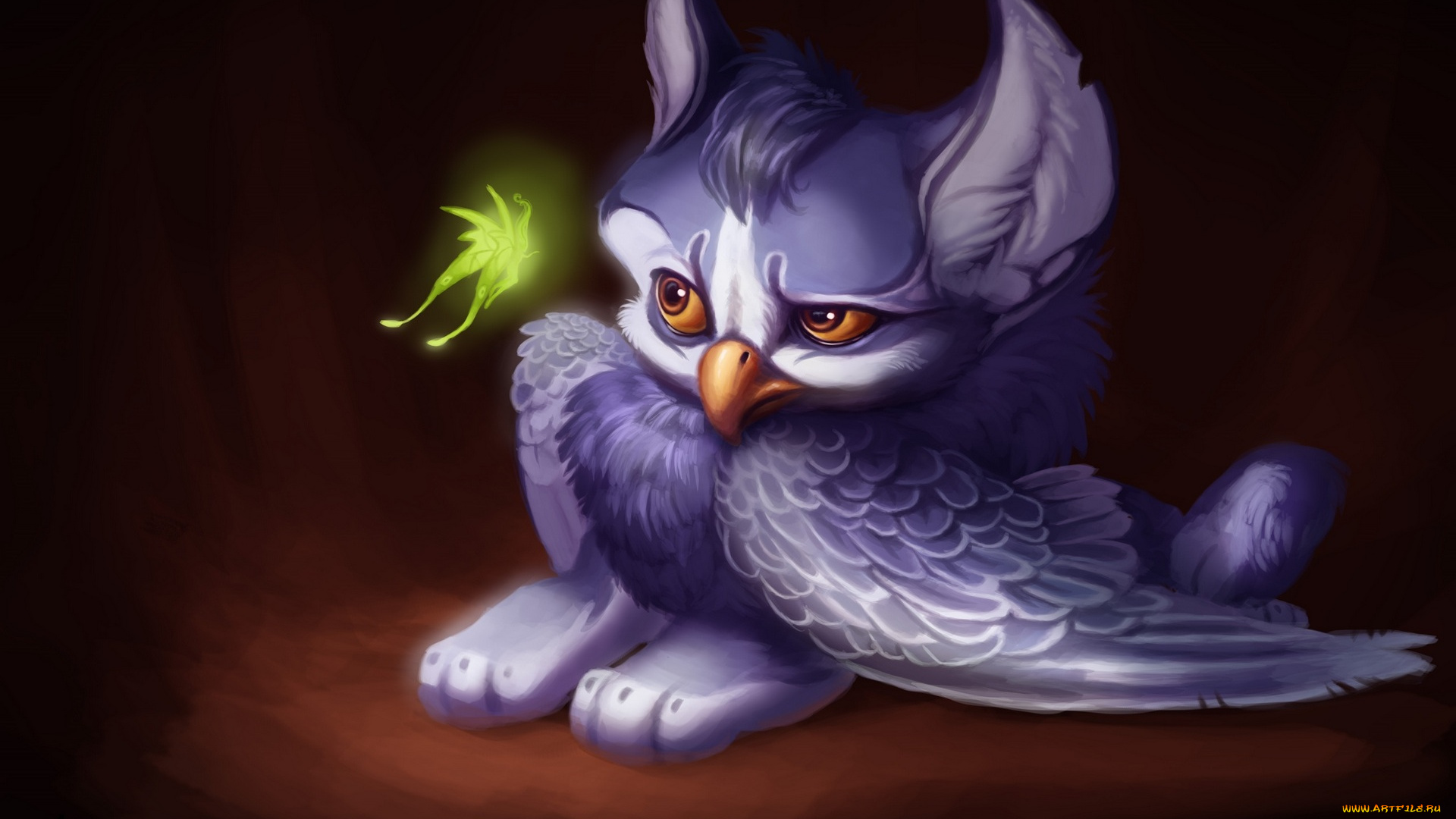 фэнтези, существа, птица, огонек