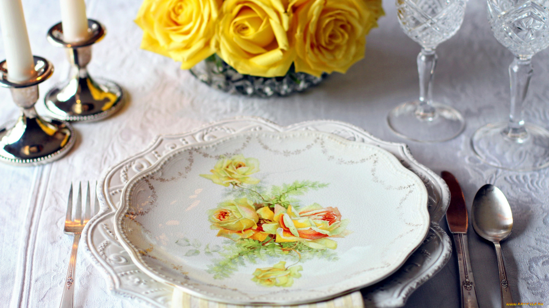 интерьер, декор, , отделка, , сервировка, приборы, сервировка, розы