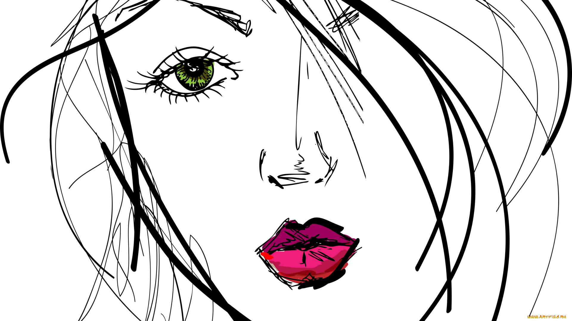 векторная, графика, люди, , people, взгляд, девушка, фон