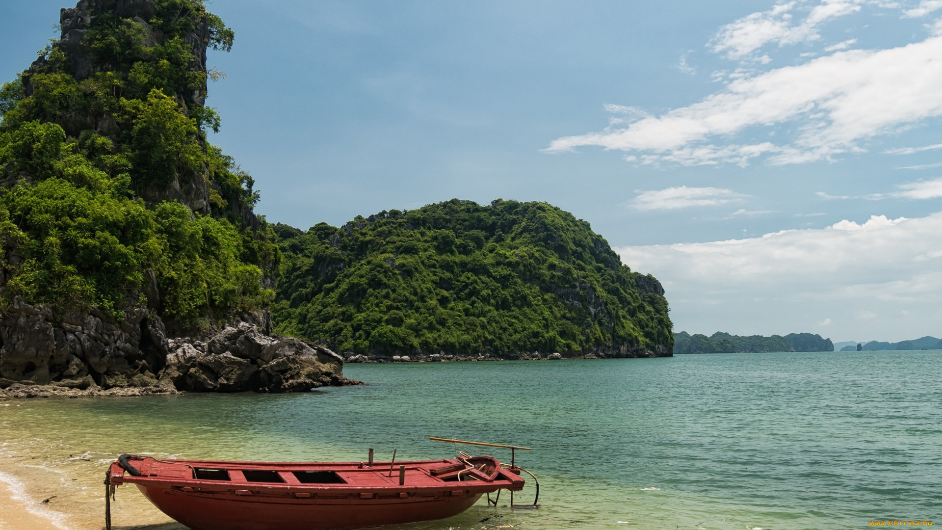 вьетнам, корабли, лодки, , шлюпки, холмы, камни, берег, песок, море, облака