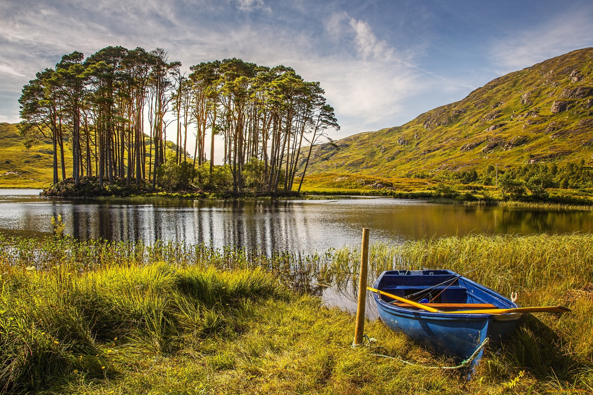 корабли, лодки, , шлюпки, деревья, трава, водоем, холмы