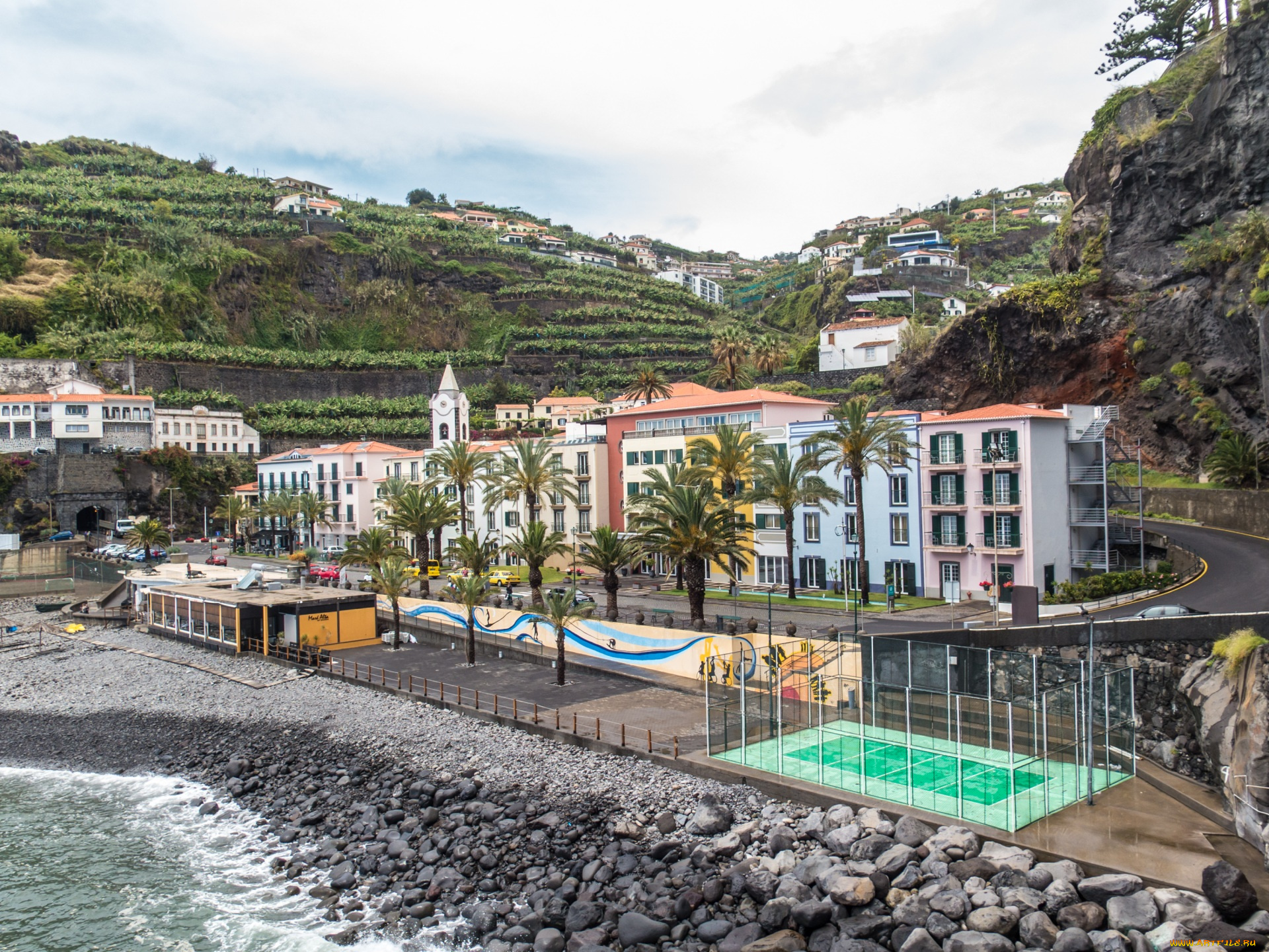 португалия, города, -, панорамы, камни, дома, море, берег