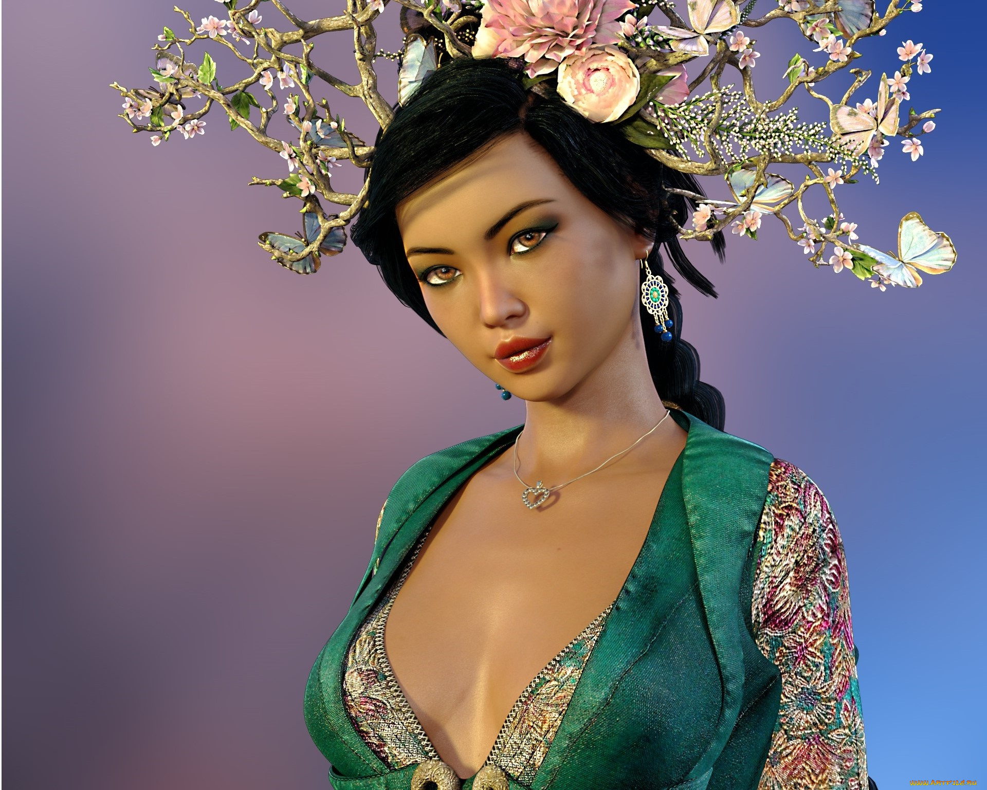 3д, графика, фантазия, , fantasy, девушка, взгляд, фон