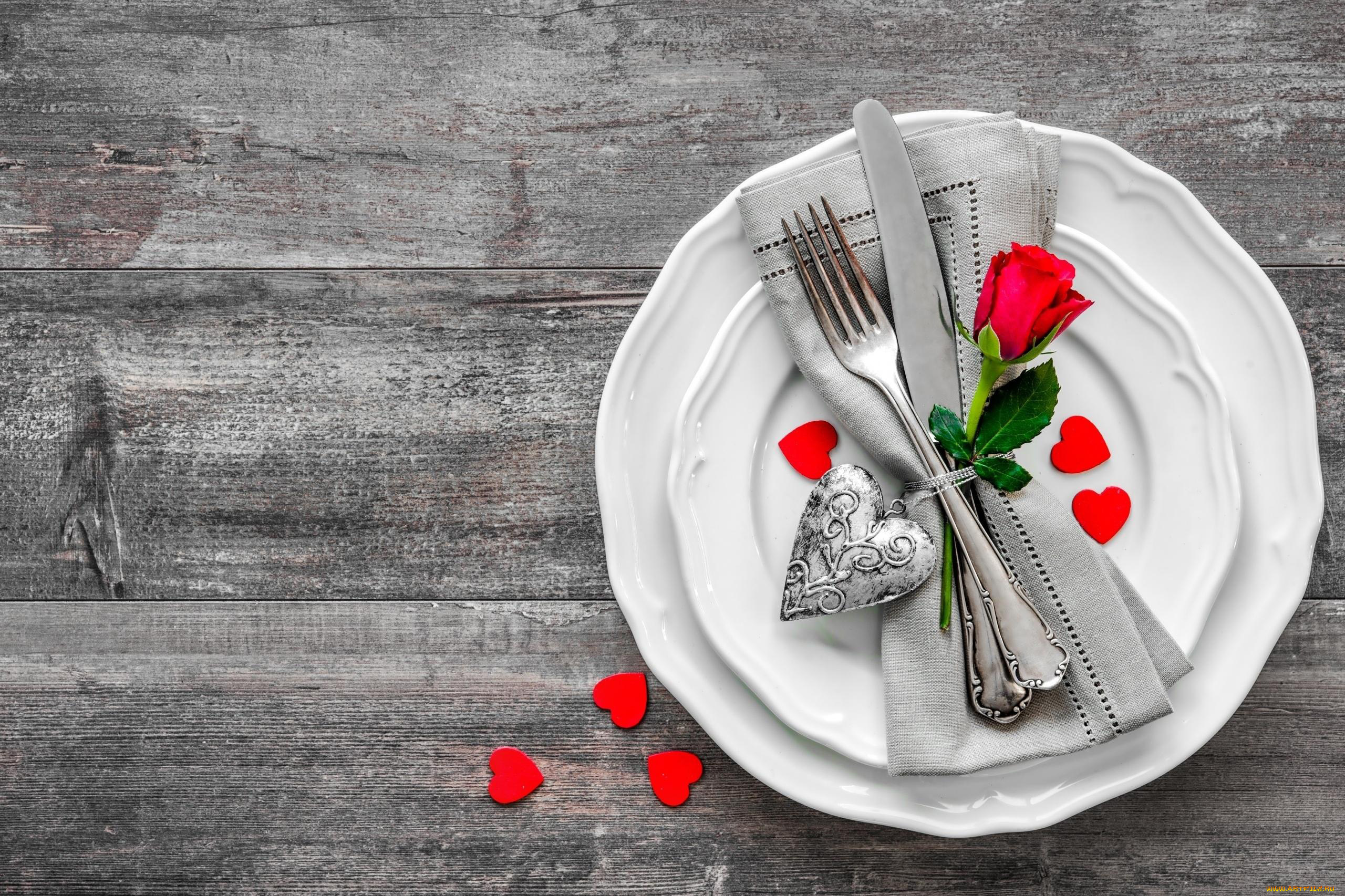разное, посуда, , столовые, приборы, , кухонная, утварь, тарелки, сердечки, приборы, роза