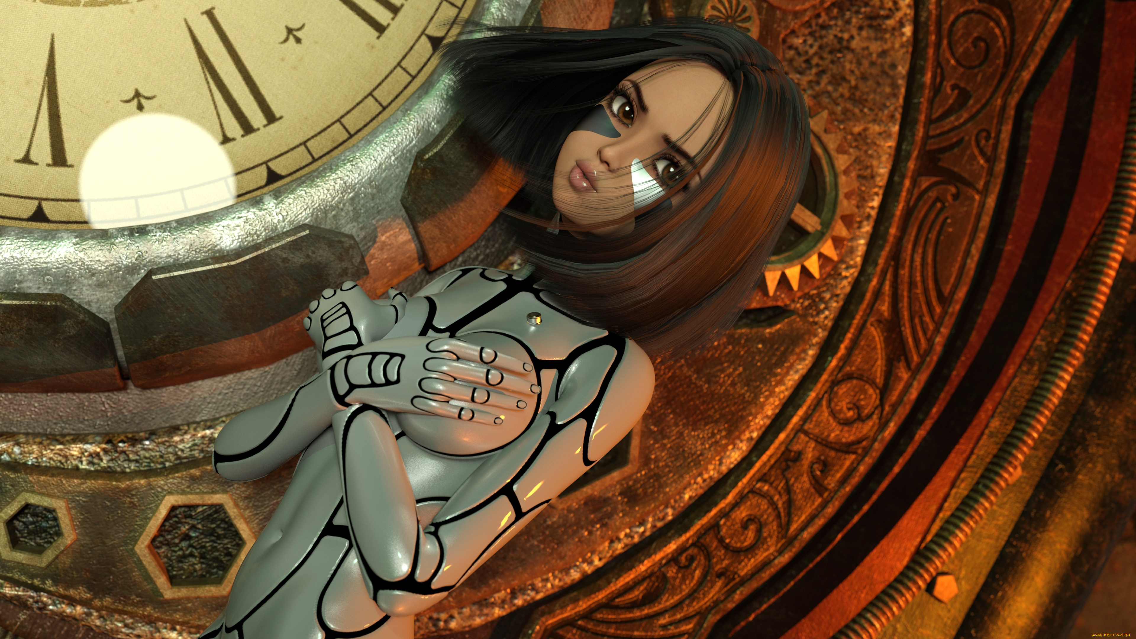 3д, графика, _science, fiction, фон, взгляд, девушка